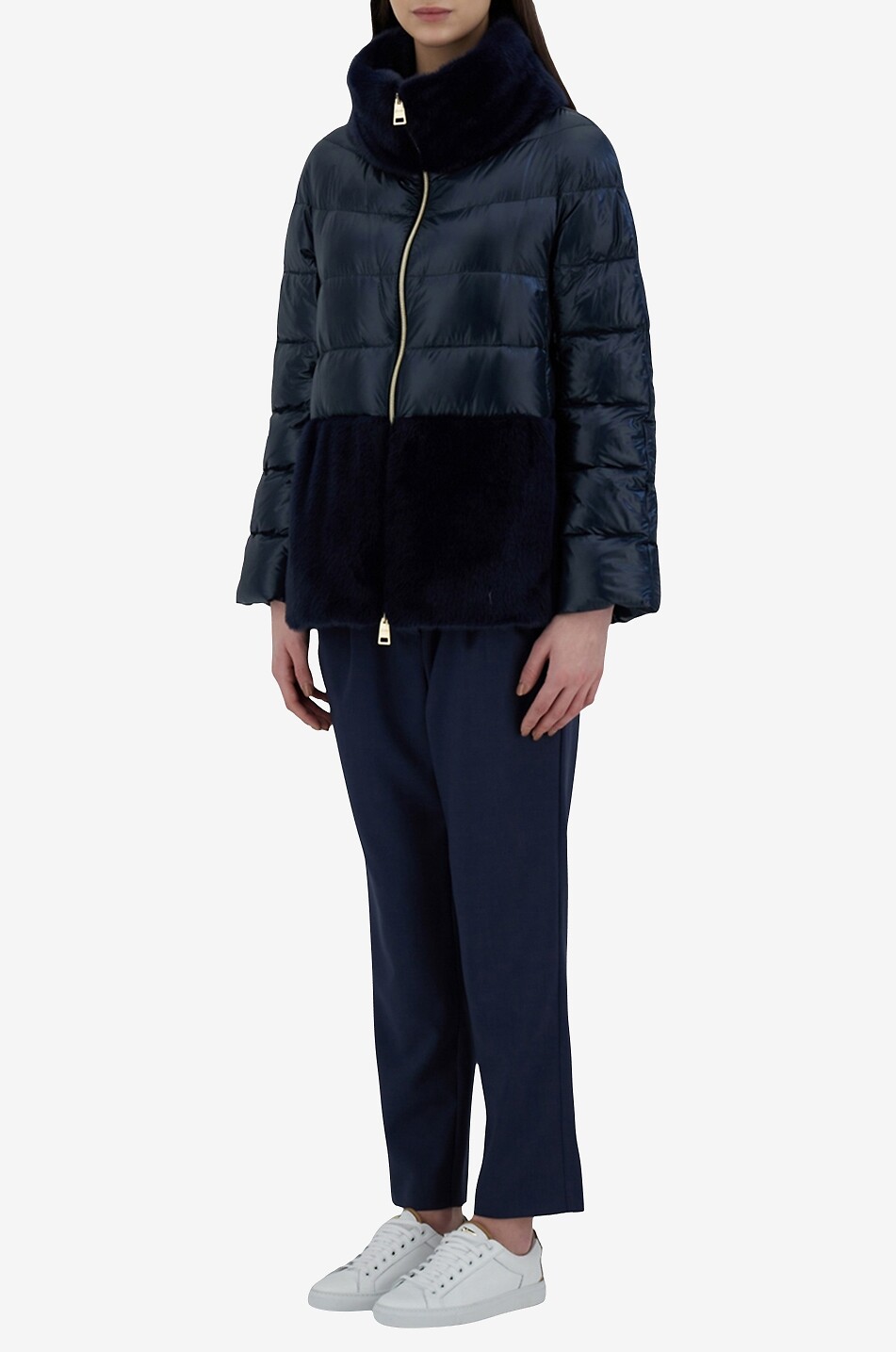 HERNO Kurze Daunenjacke Ultra-Light & Faux Fur Damen DUNKELBLAU 4