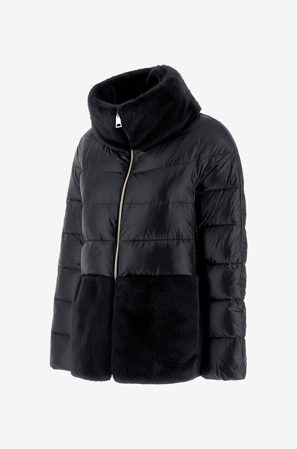 HERNO Doudoune courte Ultra-Light & Faux Fur Femme NOIR 2