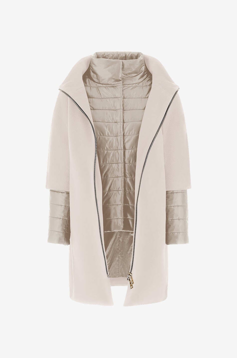 HERNO Manteau bi-matière duvet et laine Femme Beige clair 2