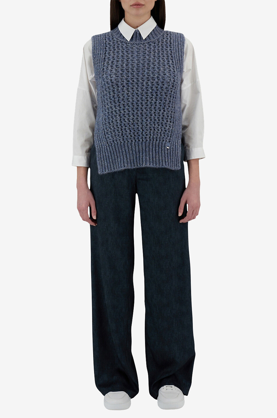 HERNO Ärmelloser Lochstrickpullover Resort Nevegal Damen BLAU 3