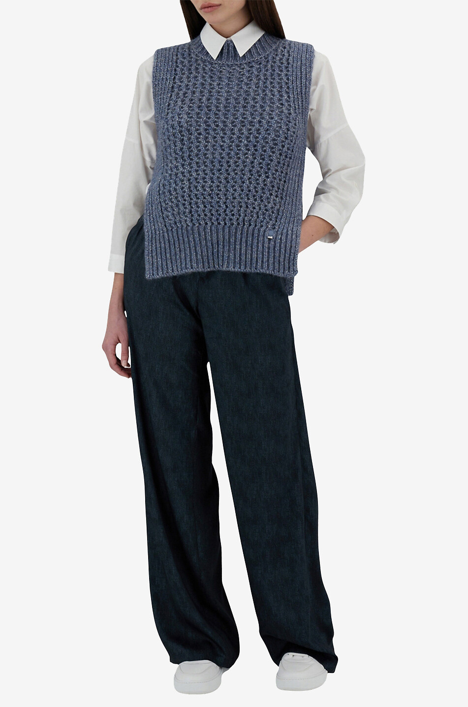 HERNO Ärmelloser Lochstrickpullover Resort Nevegal Damen BLAU 4