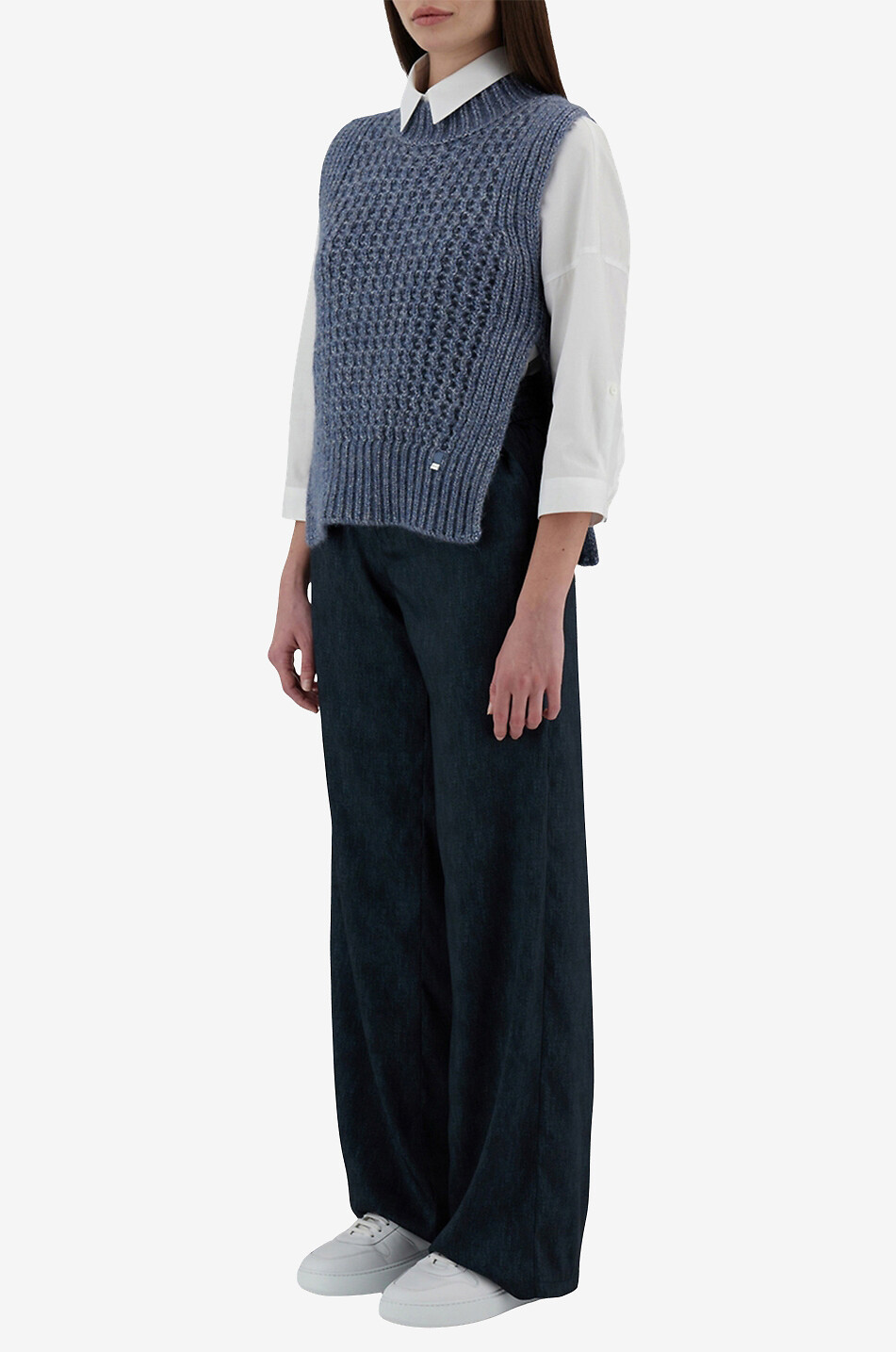 HERNO Ärmelloser Lochstrickpullover Resort Nevegal Damen BLAU 5