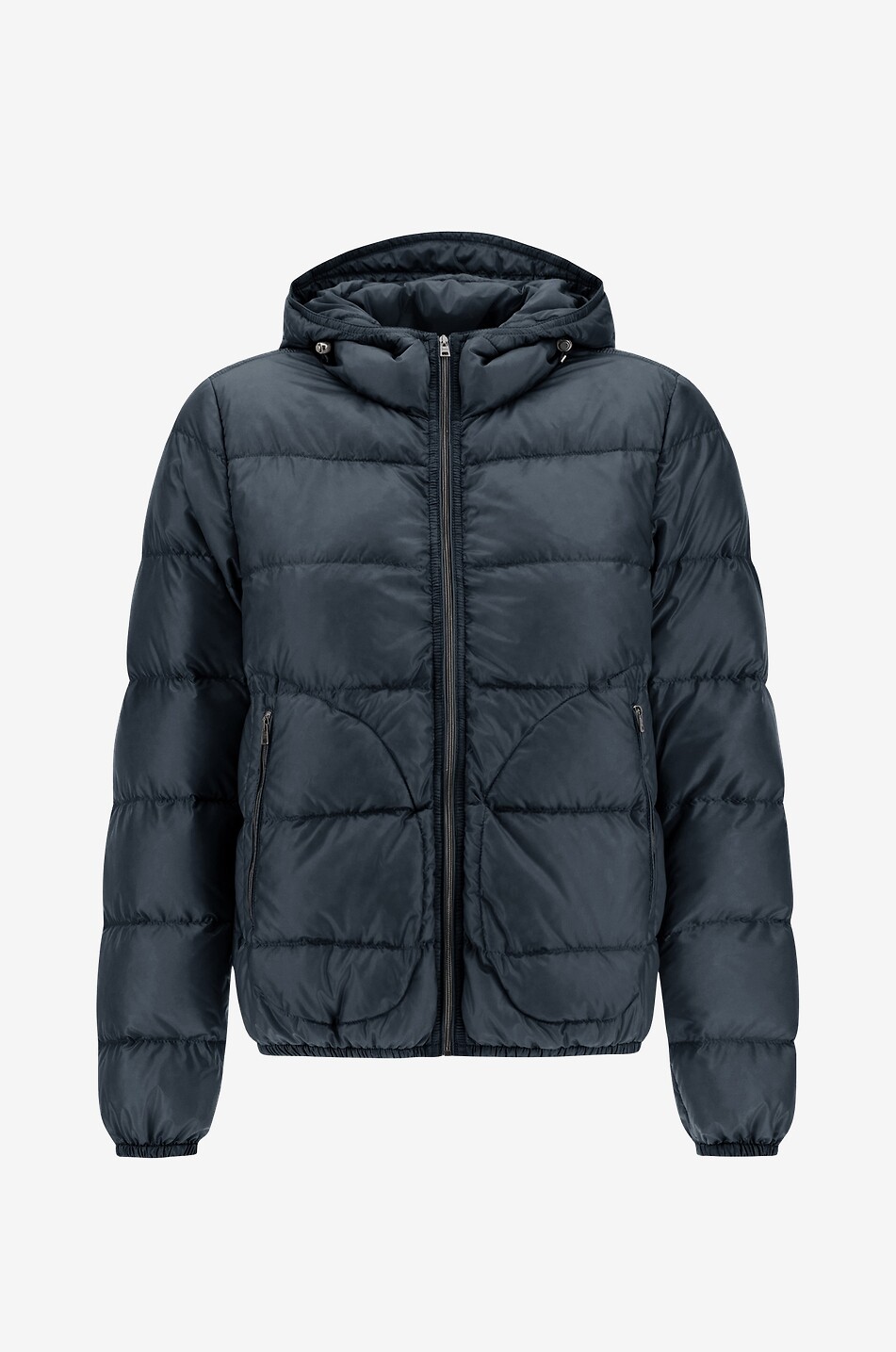 Kurze Daunenjacke mit Kapuze aus Nylon Ultra-Light