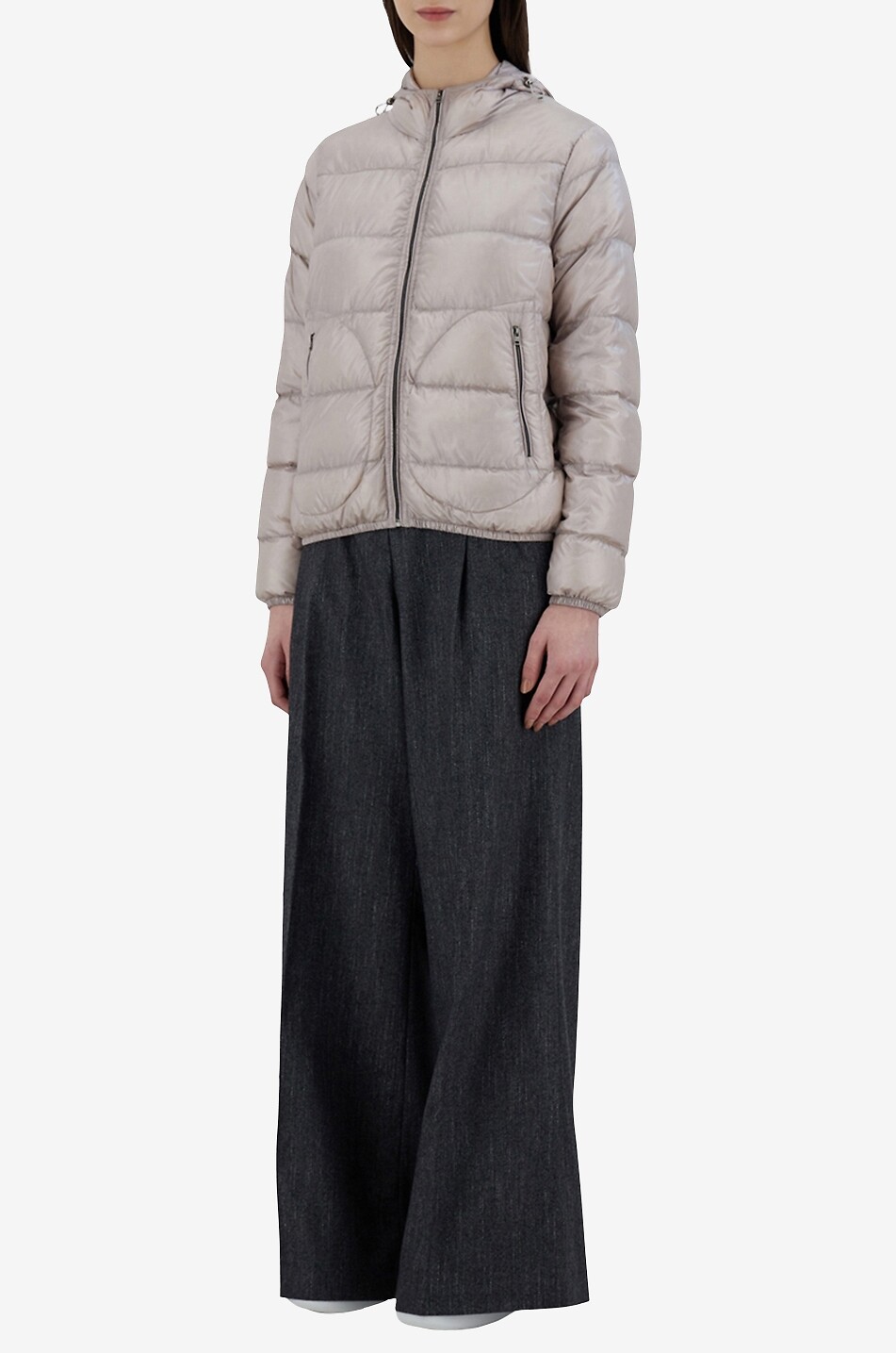 HERNO Kurze Daunenjacke mit Kapuze aus Nylon Ultra-Light Damen HELLGRAU 4