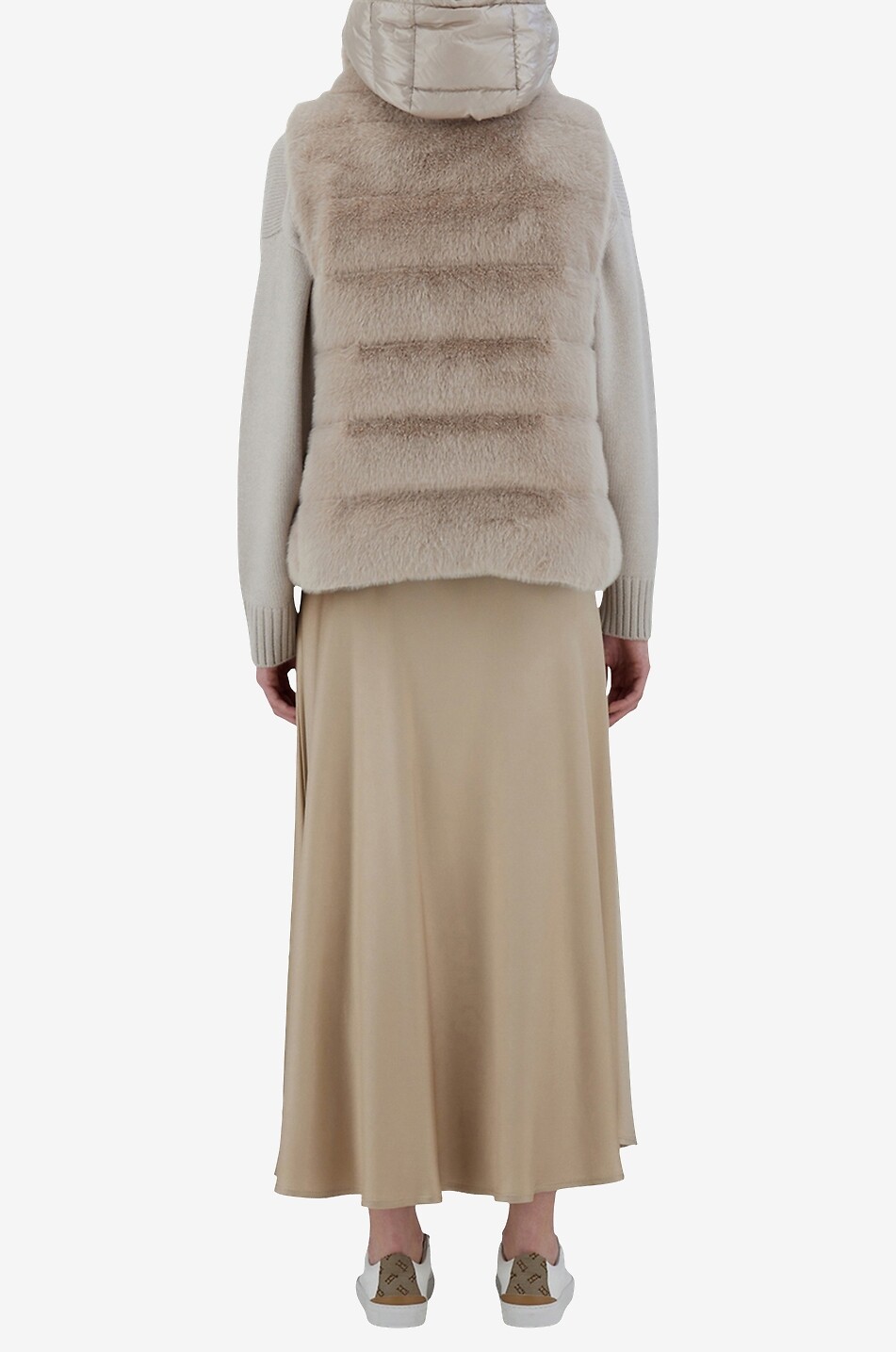 HERNO Ärmellose Daunenjacke mit Kapuze aus Kunstfell Damen BEIGE 6