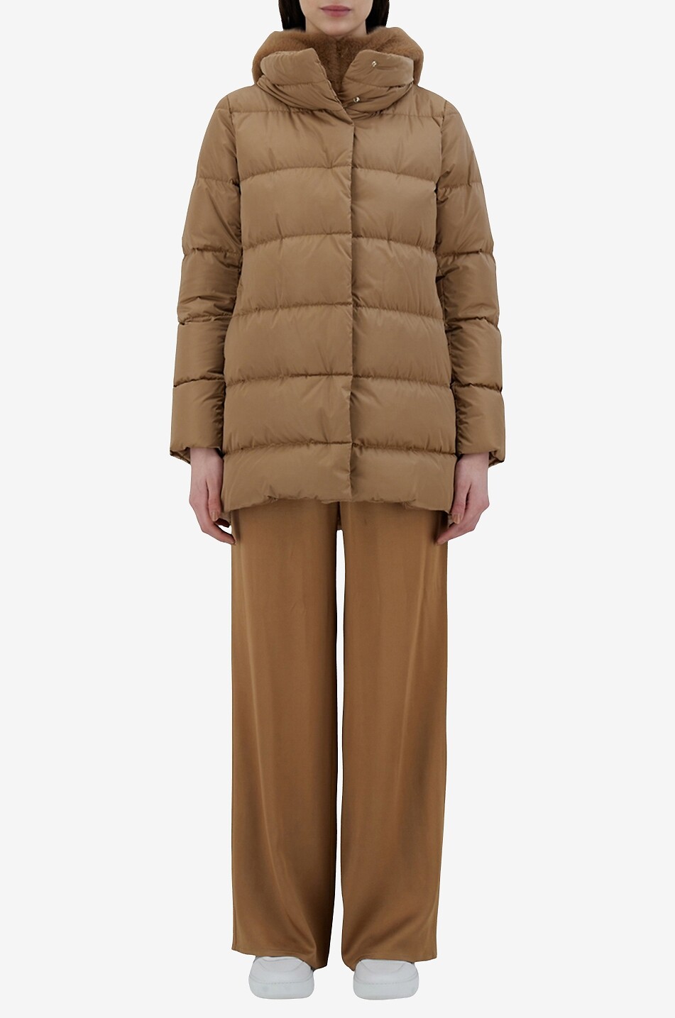 HERNO Halblanger Parka mit Kapuze und Kunstfell Damen KAMELFARBEN 6