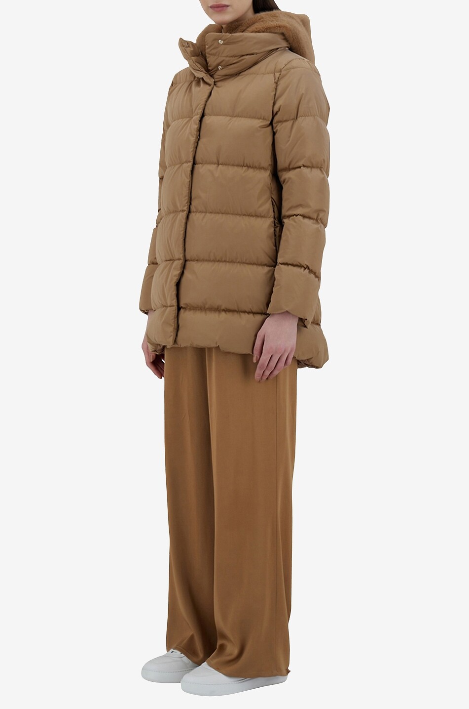 HERNO Halblanger Parka mit Kapuze und Kunstfell Damen KAMELFARBEN 2
