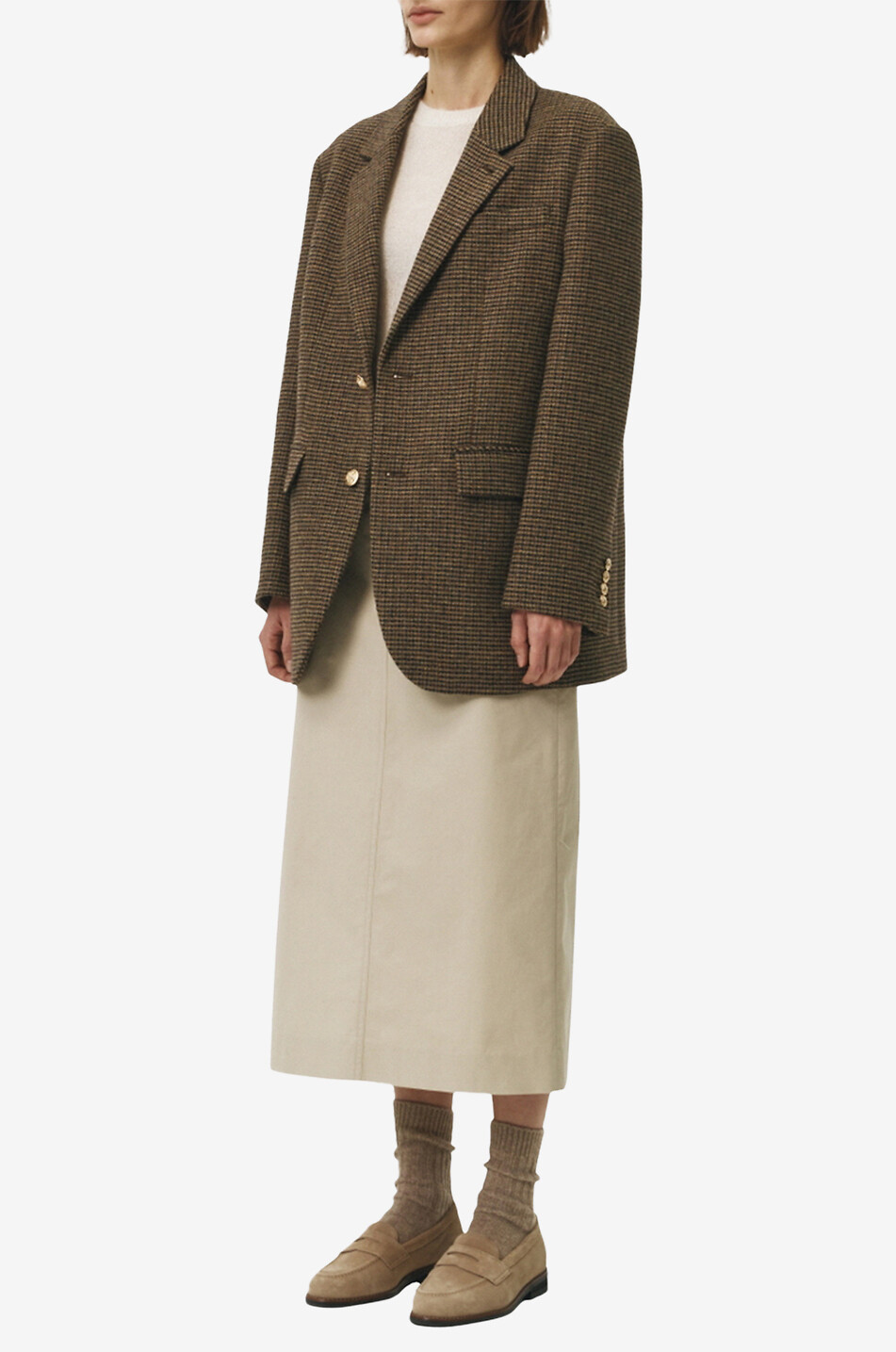 DUNST Unisex houndstooth check wool blazer Women BROWN 6