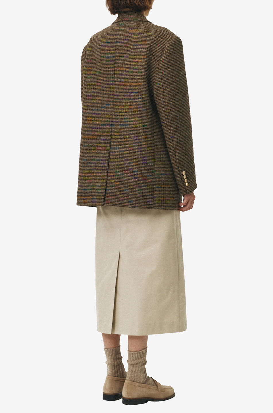 DUNST Unisex houndstooth check wool blazer Women BROWN 2