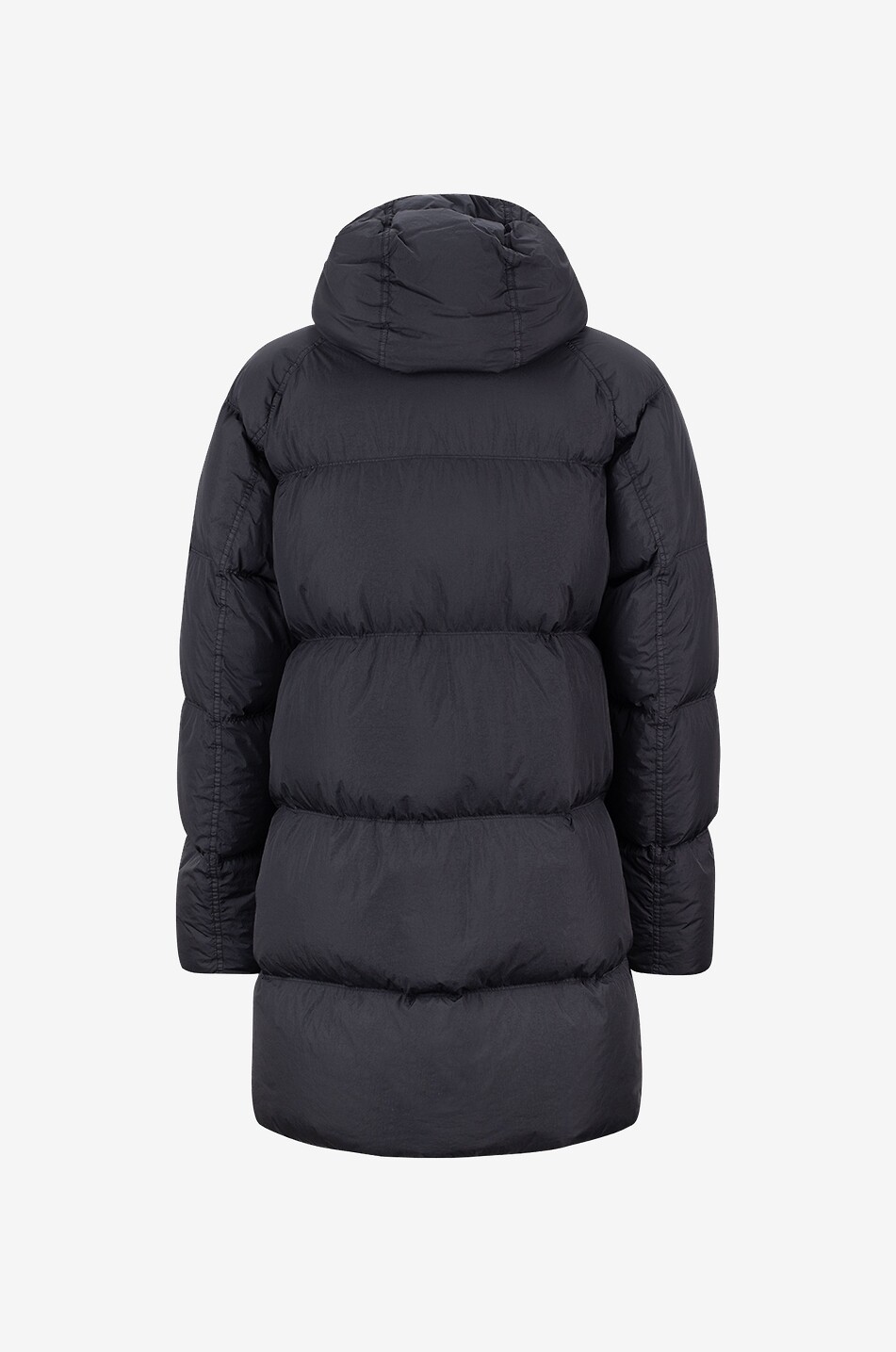 STONE ISLAND 70123 Garment Dyed Crinkle Reps R-NY Down long hooded puffer jacket Men BLACK 2