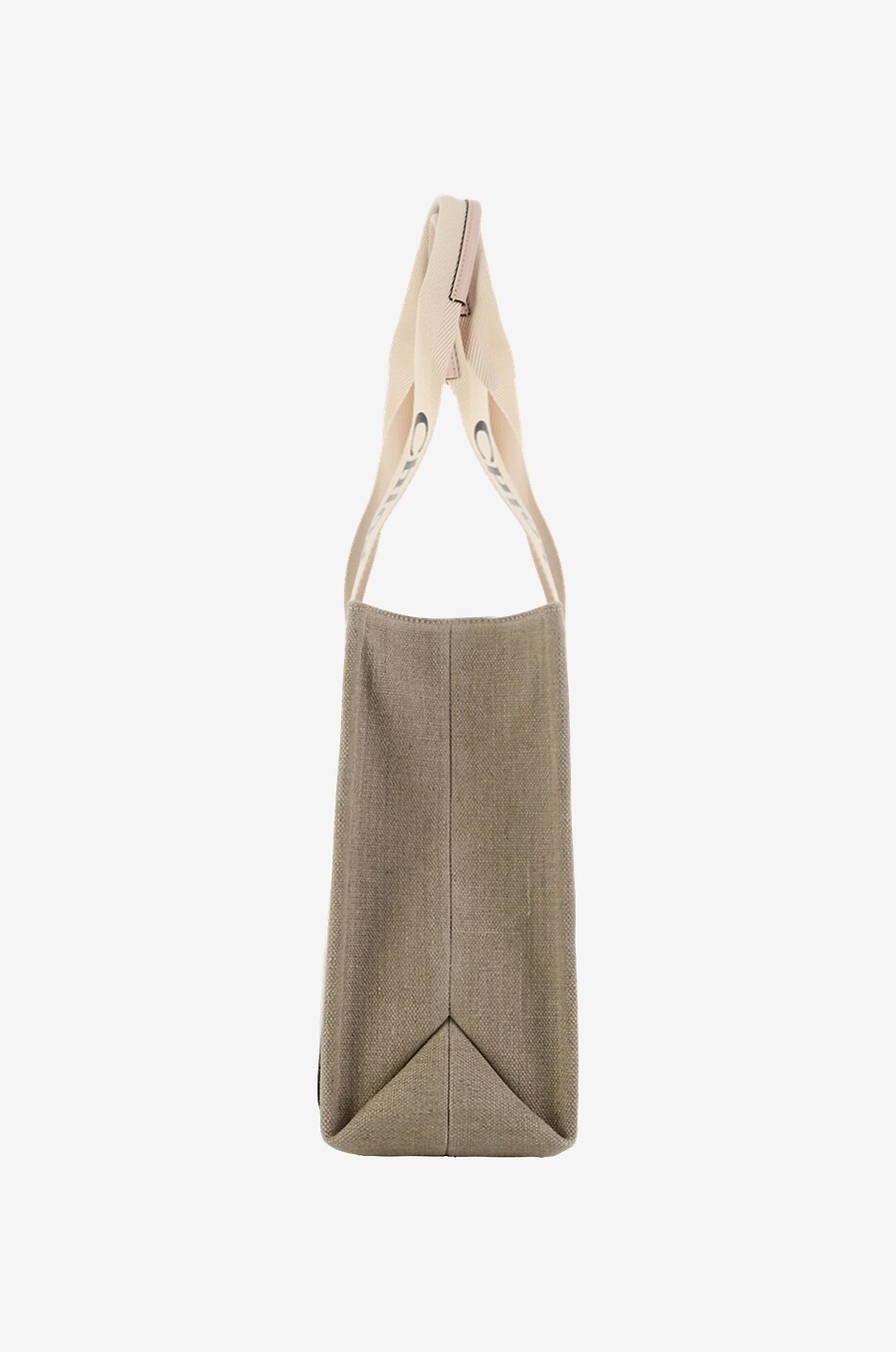 CHLOE Shopper aus Leinen und Leder Woody Medium Damen HELLROSA 4