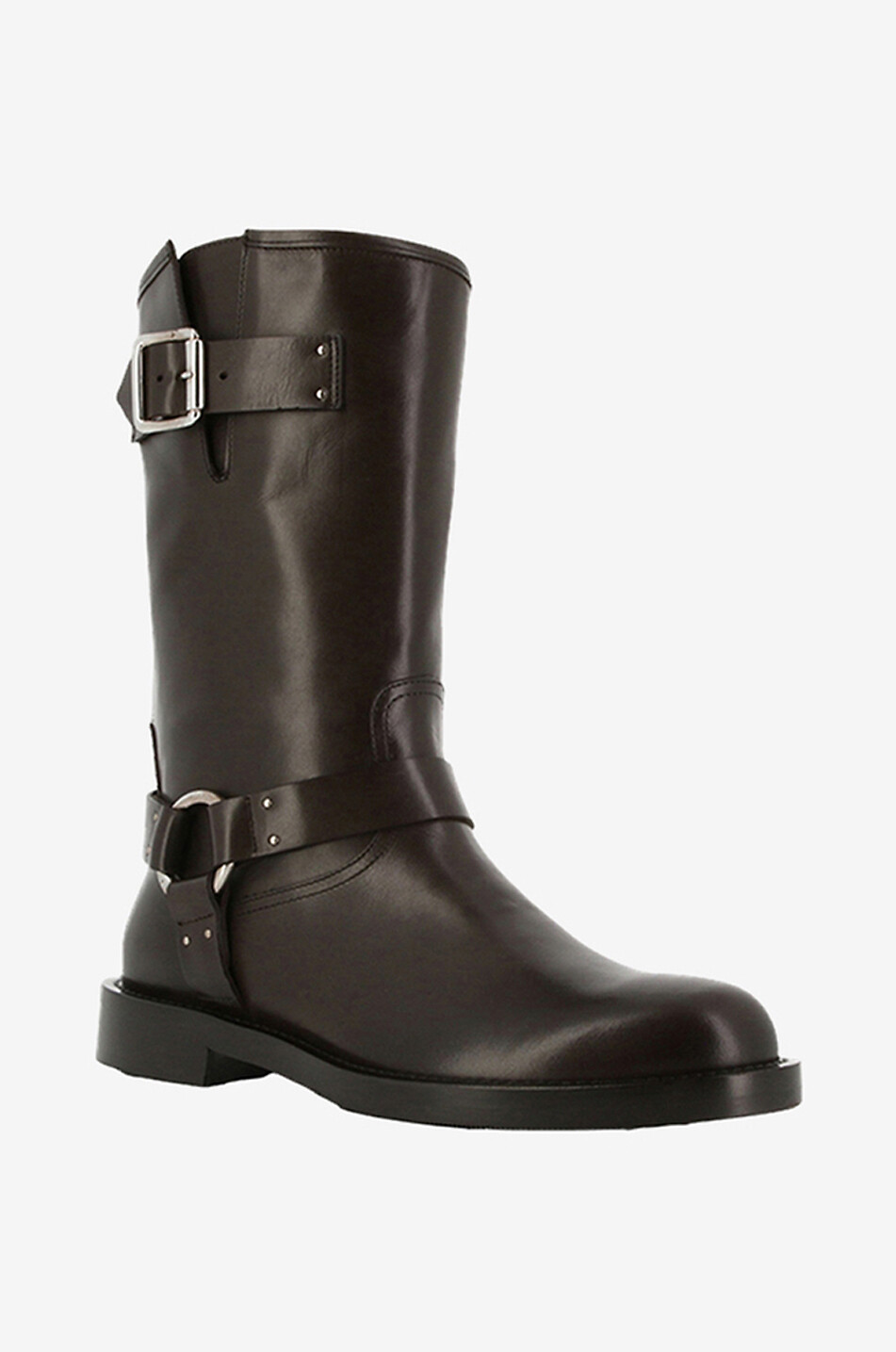 Flache Glattlederstiefel mit Schnallen Pharrel