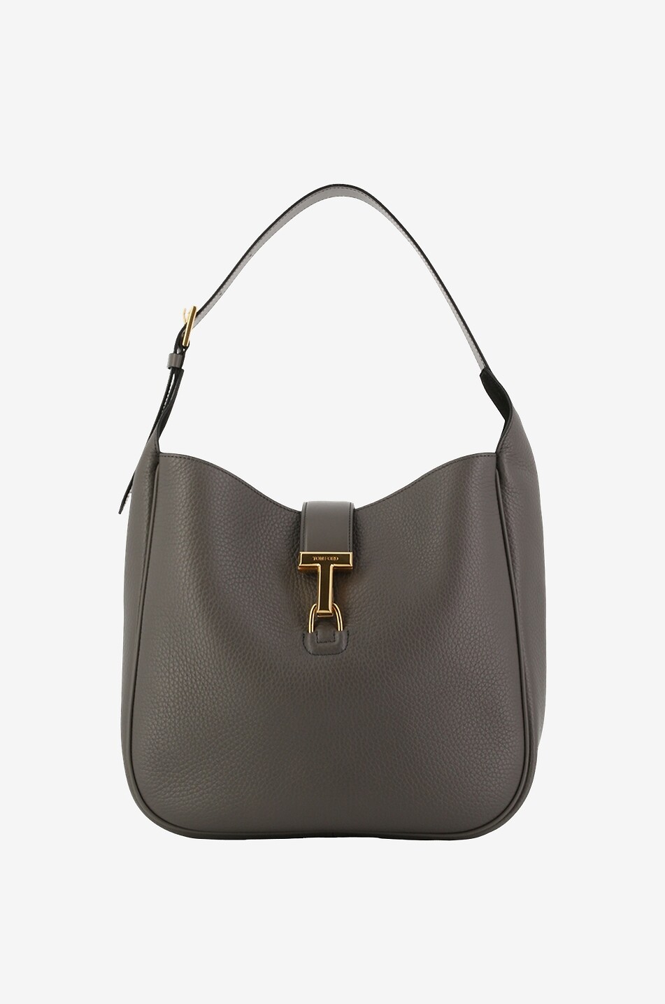 TOM FORD Monarch Medium grained leather hobo bag Women GREY 1