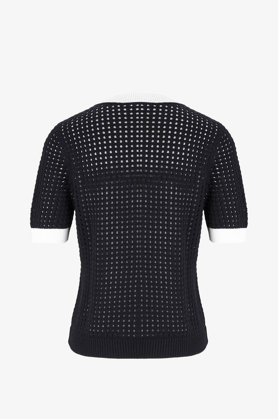 Dot Knit bicolour openwork short-sleeved jumper