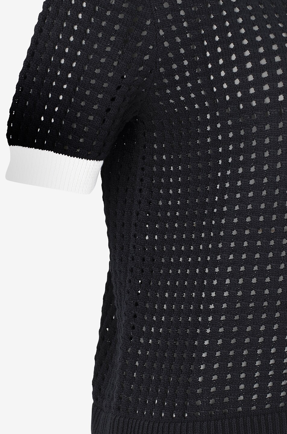 Dot Knit bicolour openwork short-sleeved jumper