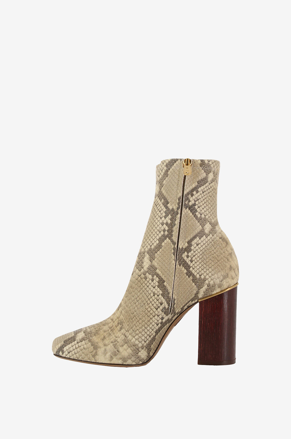 CHLOE Bottines à talon en cuir effet python Ambre 95 Femme BEIGE 3