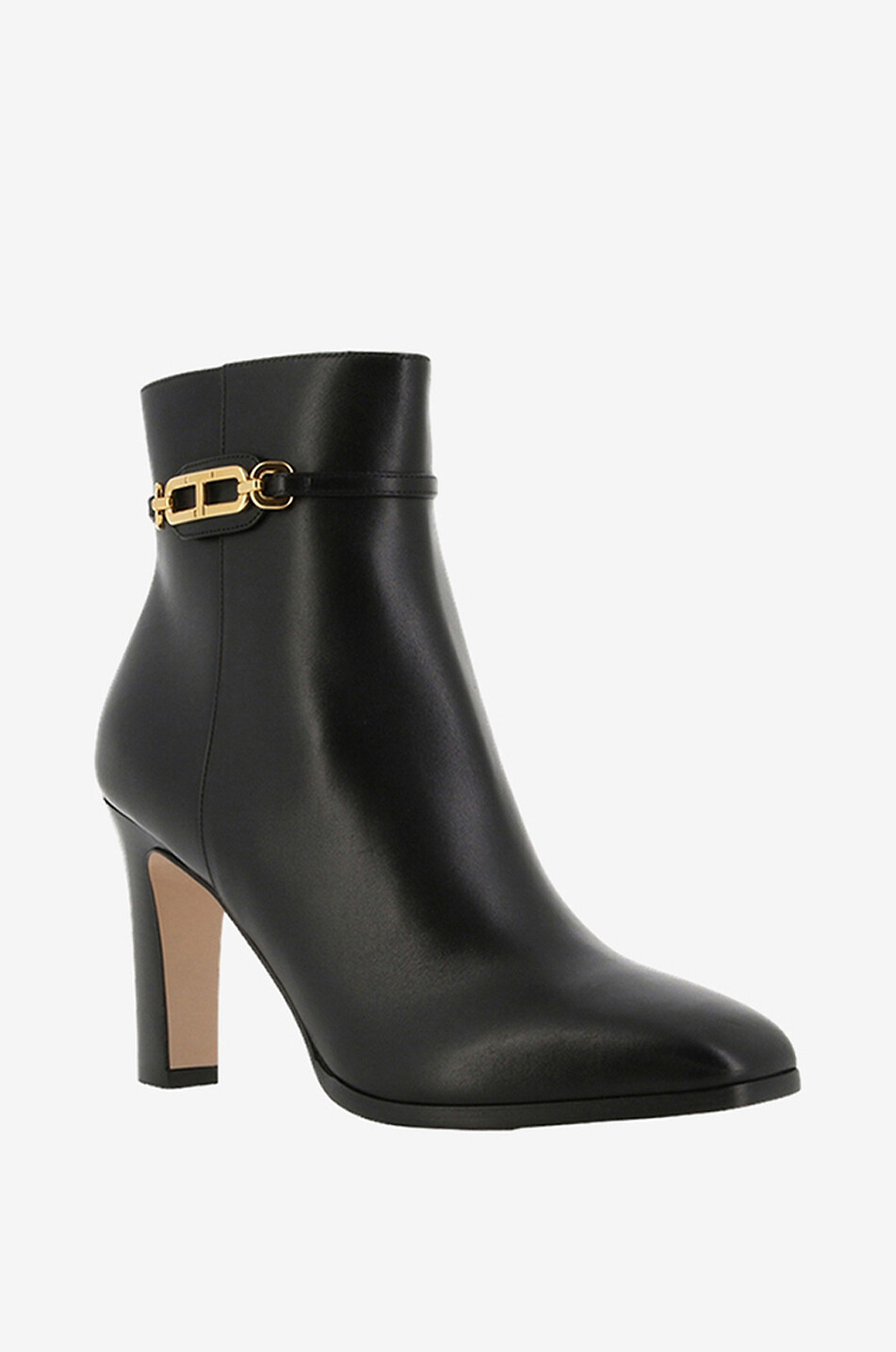 Bottines à talon et bout carré en cuir lisse