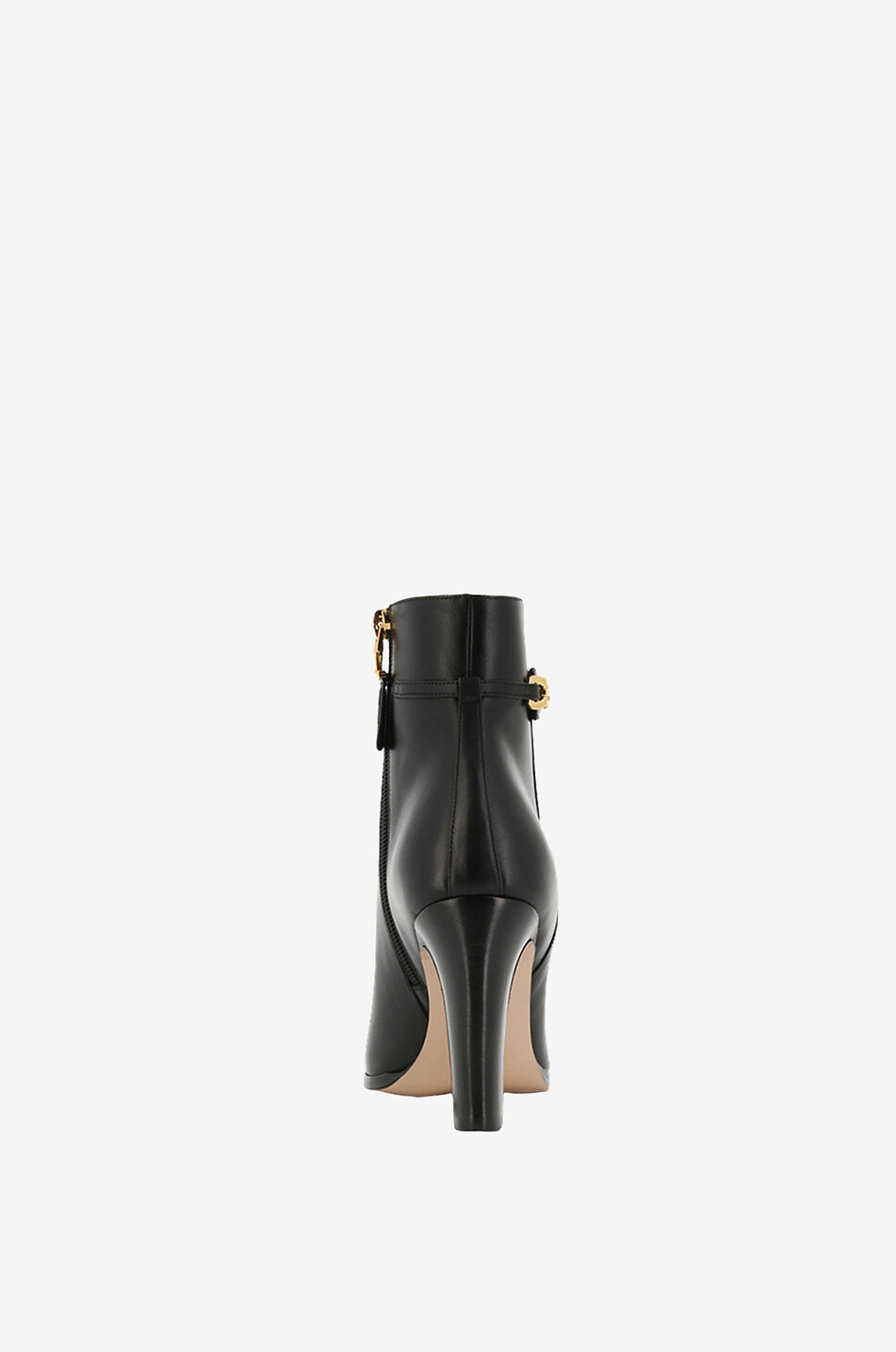 Bottines à talon et bout carré en cuir lisse