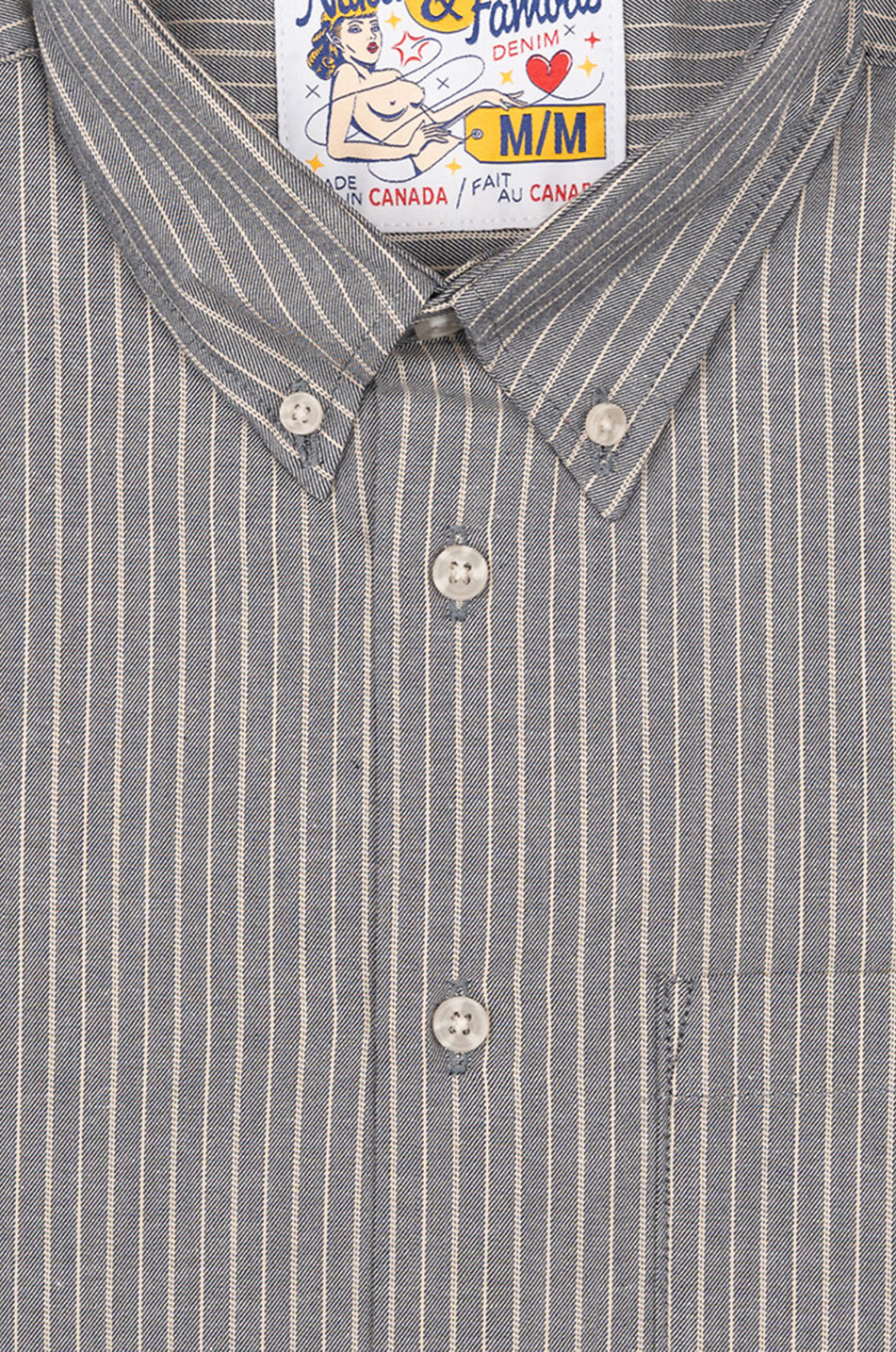 NAKED & FAMOUS DENIM Gestreiftes Twillhemd Easy Shirt Herren DUNKELBLAU 2