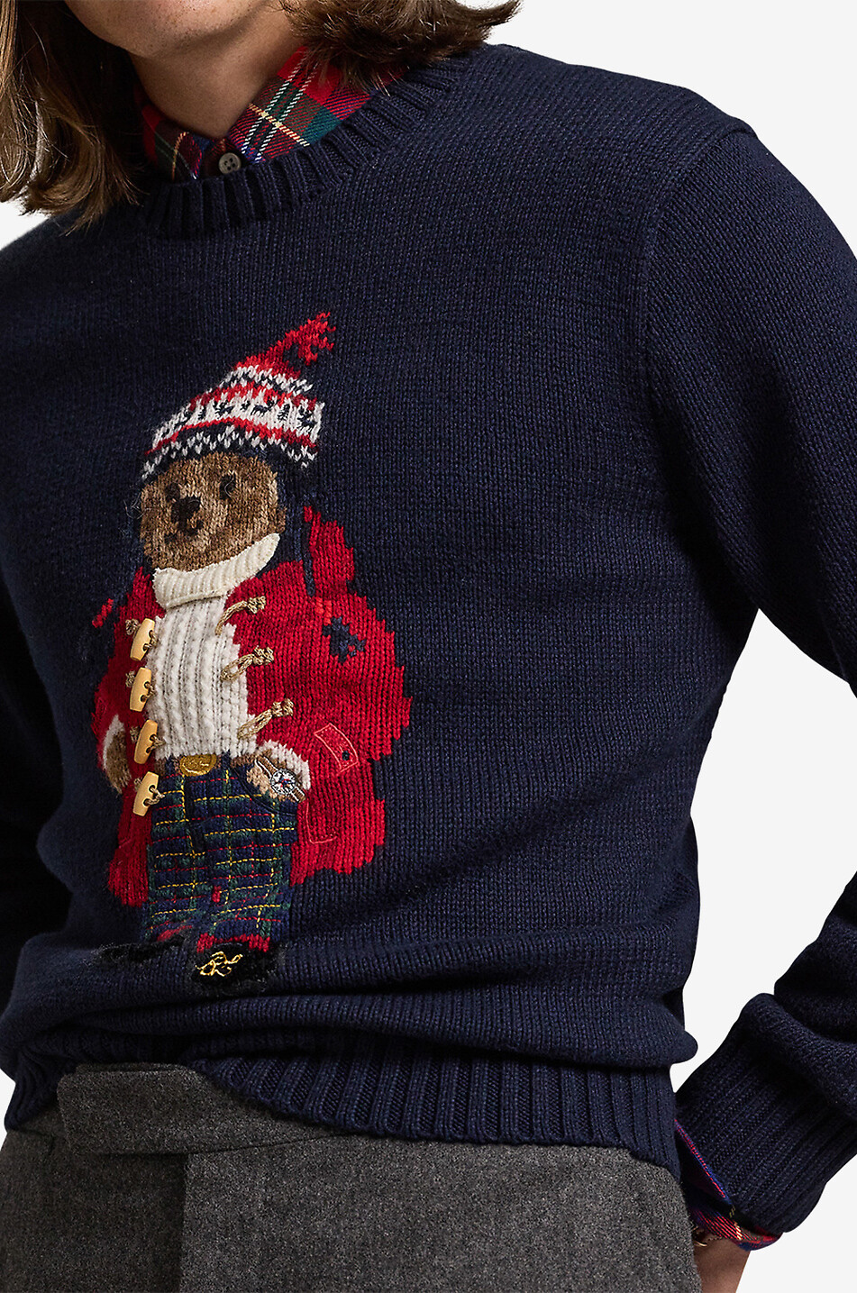 Winter Polo Bear cotton and cashmere jacquard jumper