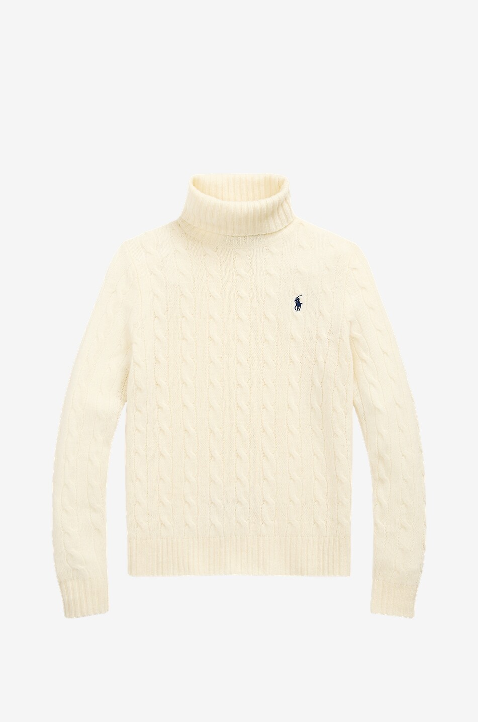 Pony turtleneck cable-knit wool and cashmere jumper