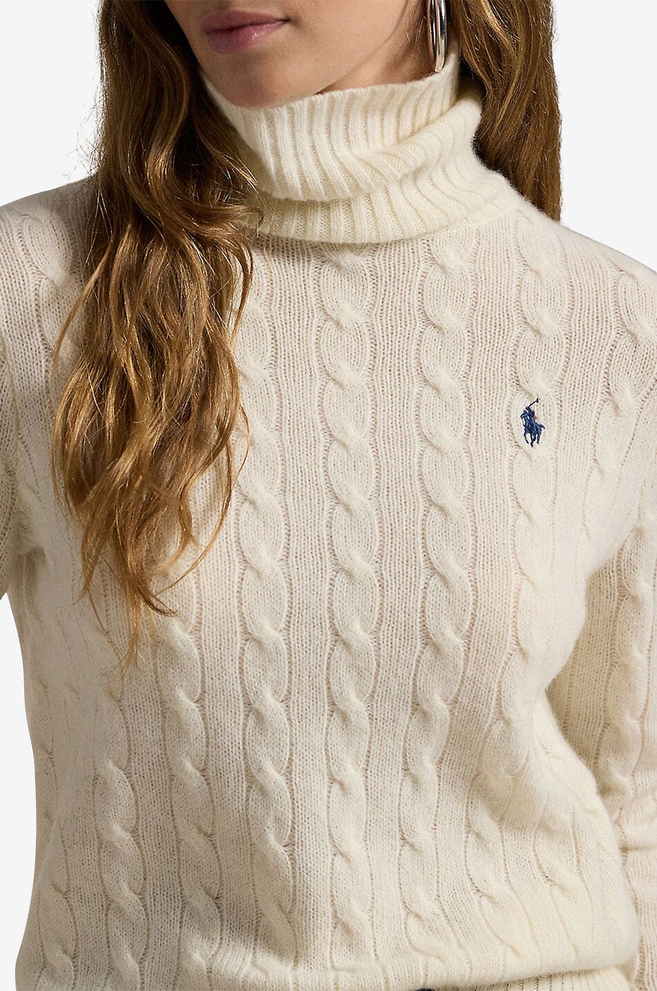 Pony turtleneck cable knit wool and cashmere jumper