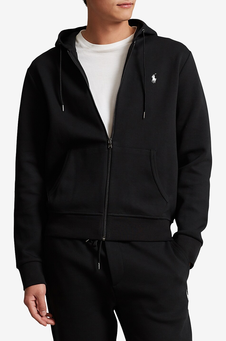 Pony double knit hooded full zip sweatshirt