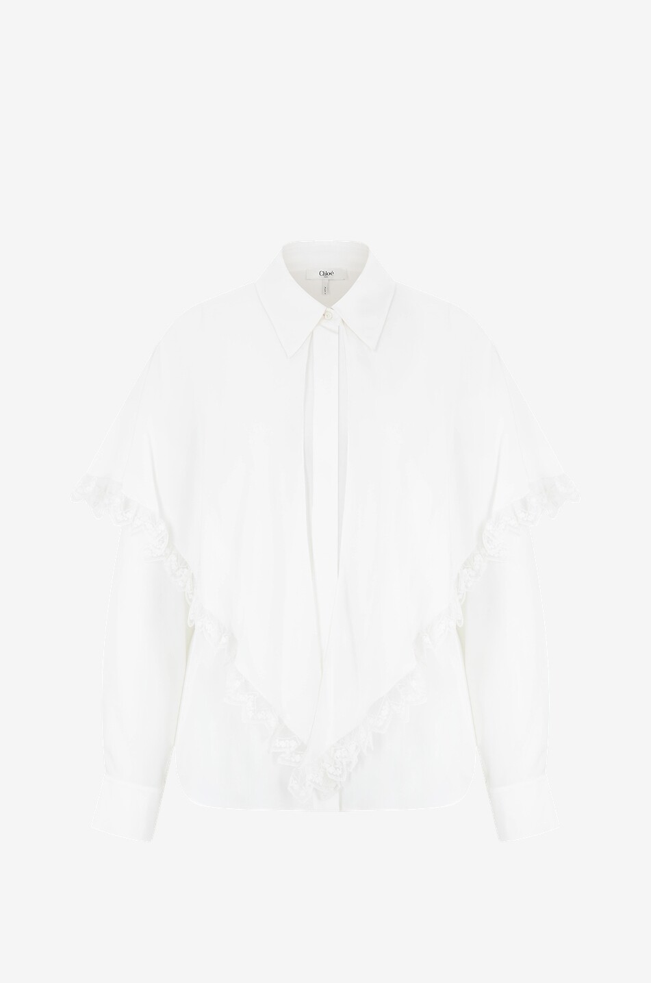 CHLOE Blouse cape en soie et dentelle Héritage Femme BLANC CASSE 1