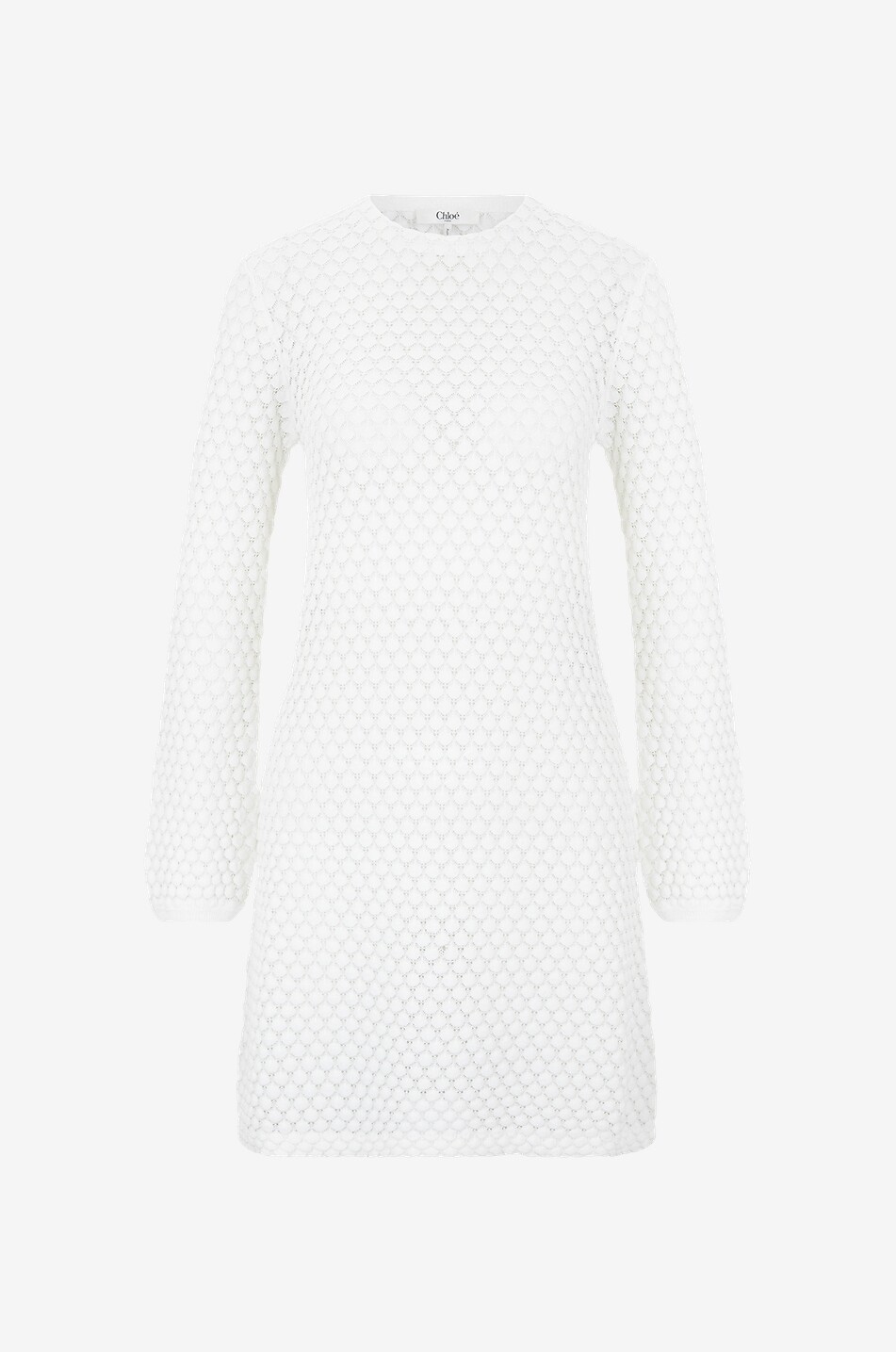 CHLOE Pointelle knit cotton mini dress Women EGGSHELL 1