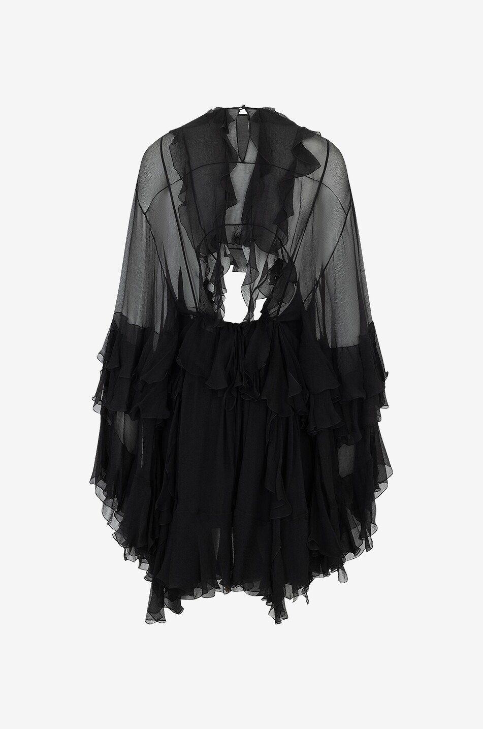 CHLOE Ruffled silk chiffon mini dress Women BLACK 2