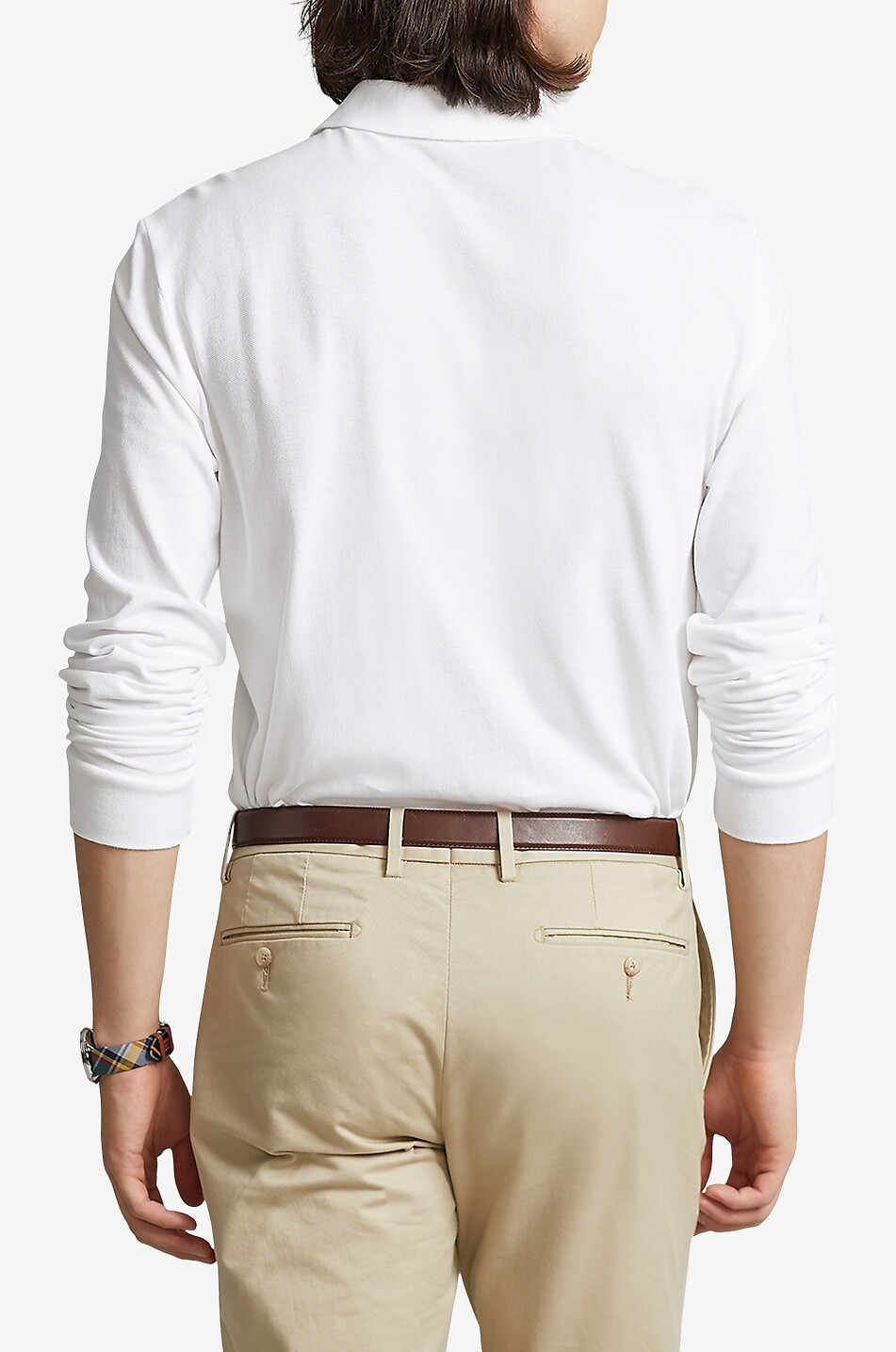 POLO RALPH LAUREN Pony Custom Slim Fit long-sleeved cotton piqué polo shirt Men WHITE 3