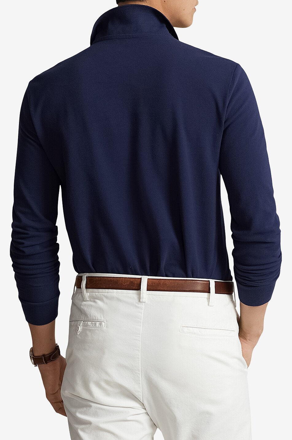 POLO RALPH LAUREN Pony Custom Slim Fit long-sleeved cotton piqué polo shirt Men DARK BLUE 3