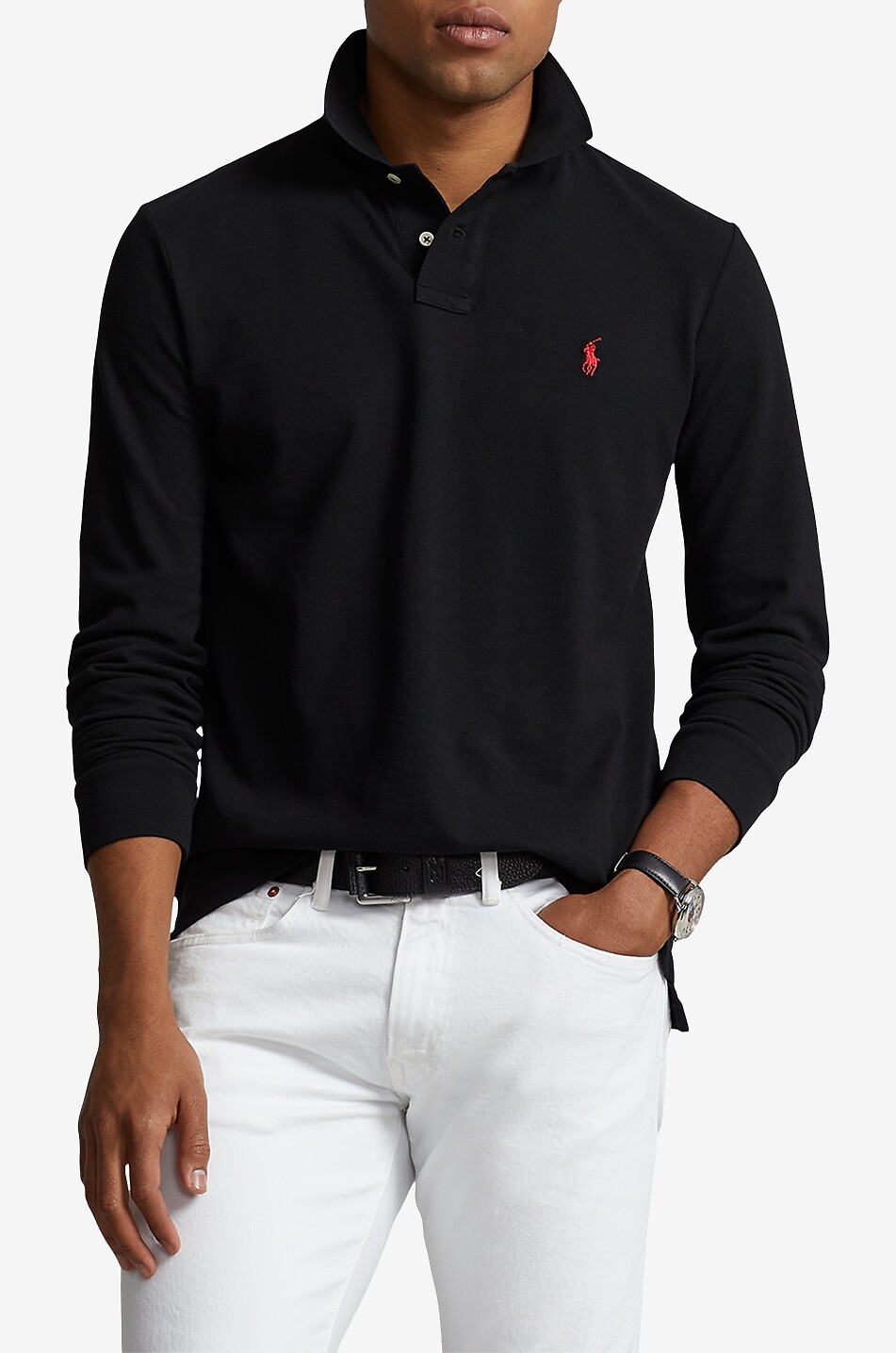 Men’s Polo Ralph Lauren Custom Slim Fit Long outlets Sleeve Polo Shirt