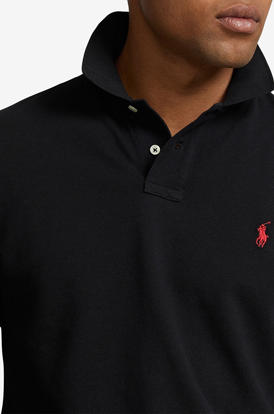 Pony Custom Slim Fit long sleeved cotton pique polo shirt