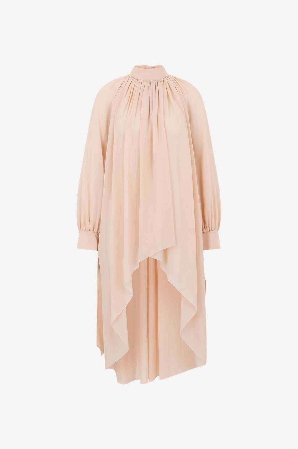 Robe tunique asymétrique fluide en georgette de soie