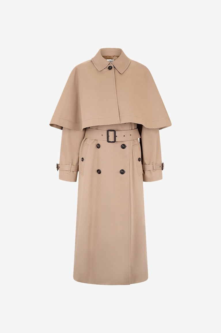 CHLOE Long gabardine trench coat with cape Women BEIGE 1