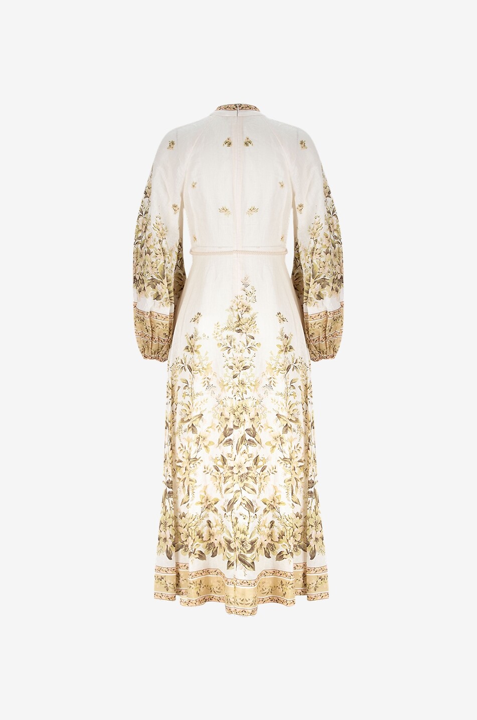 Midi-Hemdkleid aus geblümtem Leinen Golden Buttoned