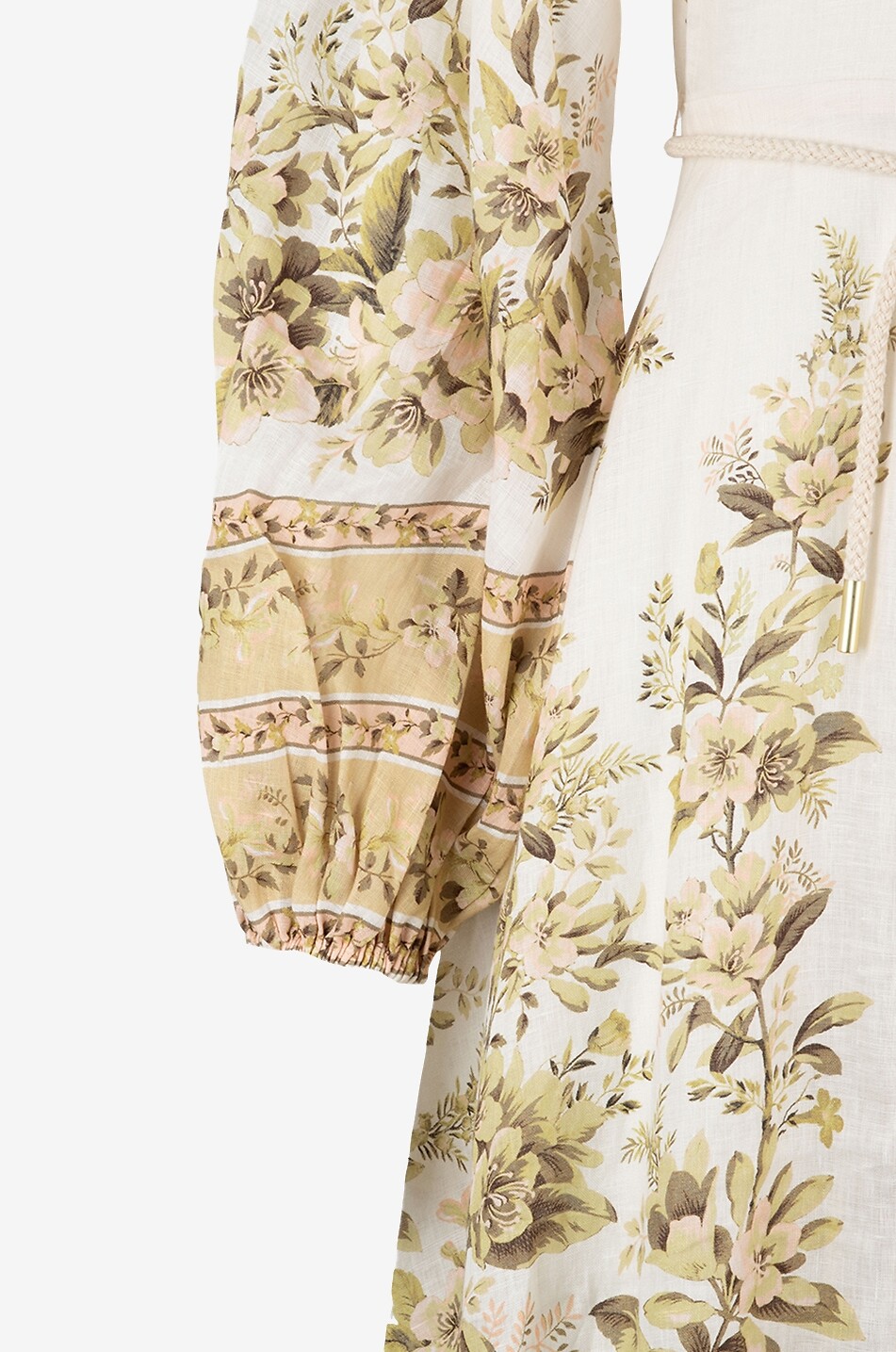 Midi-Hemdkleid aus geblümtem Leinen Golden Buttoned
