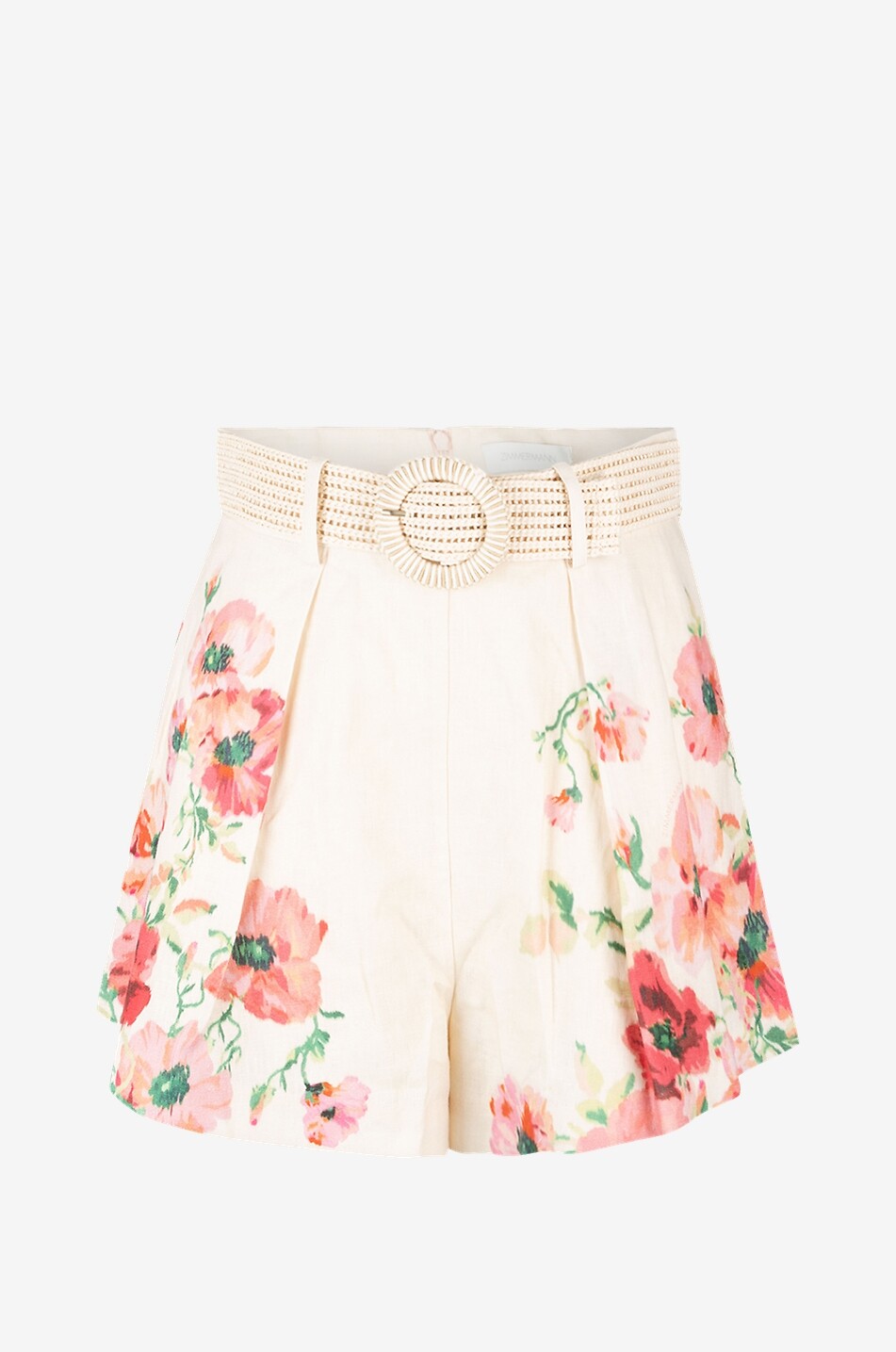 Lightburst Tuck floral linen high-rise shorts