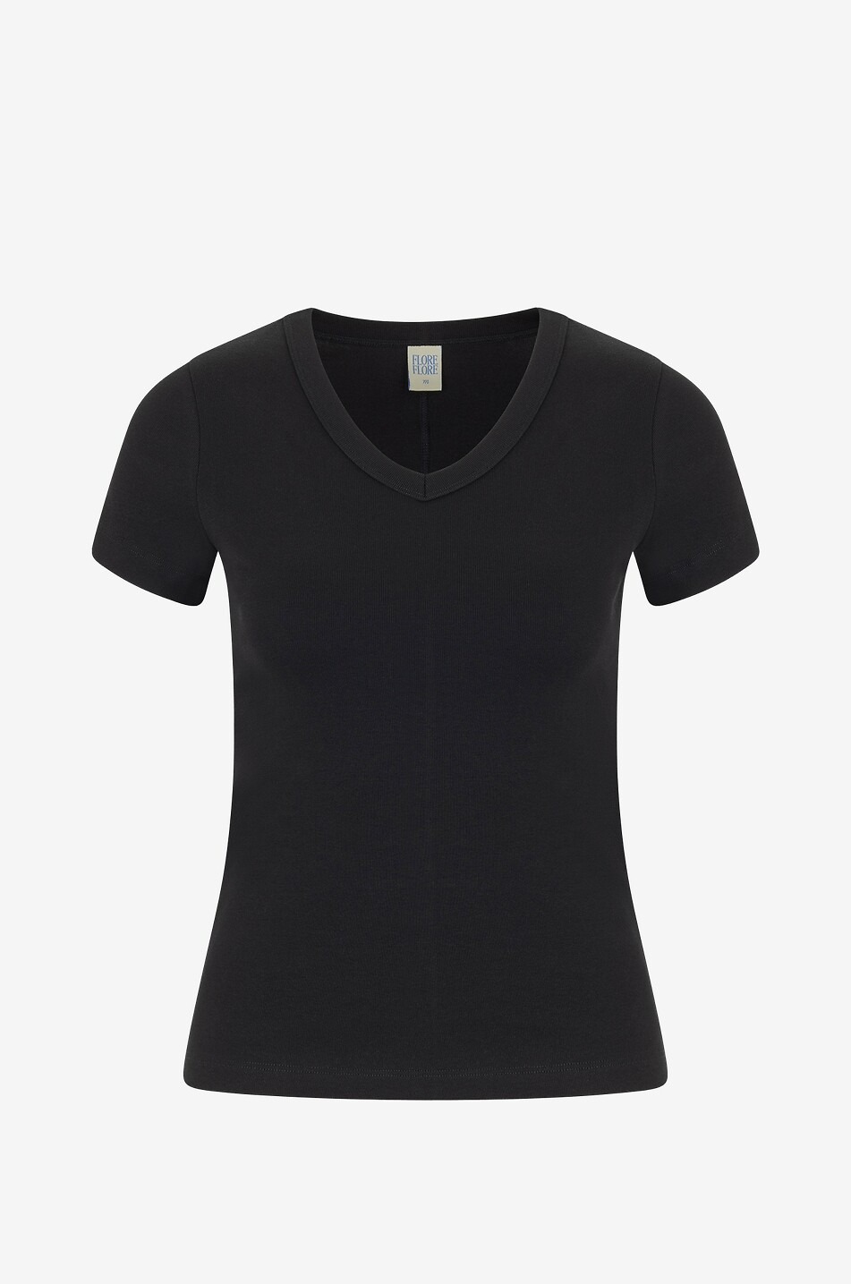 FLORE FLORE T-shirt ajusté à col V et manches courtes Jill Baby Femme NOIR 1