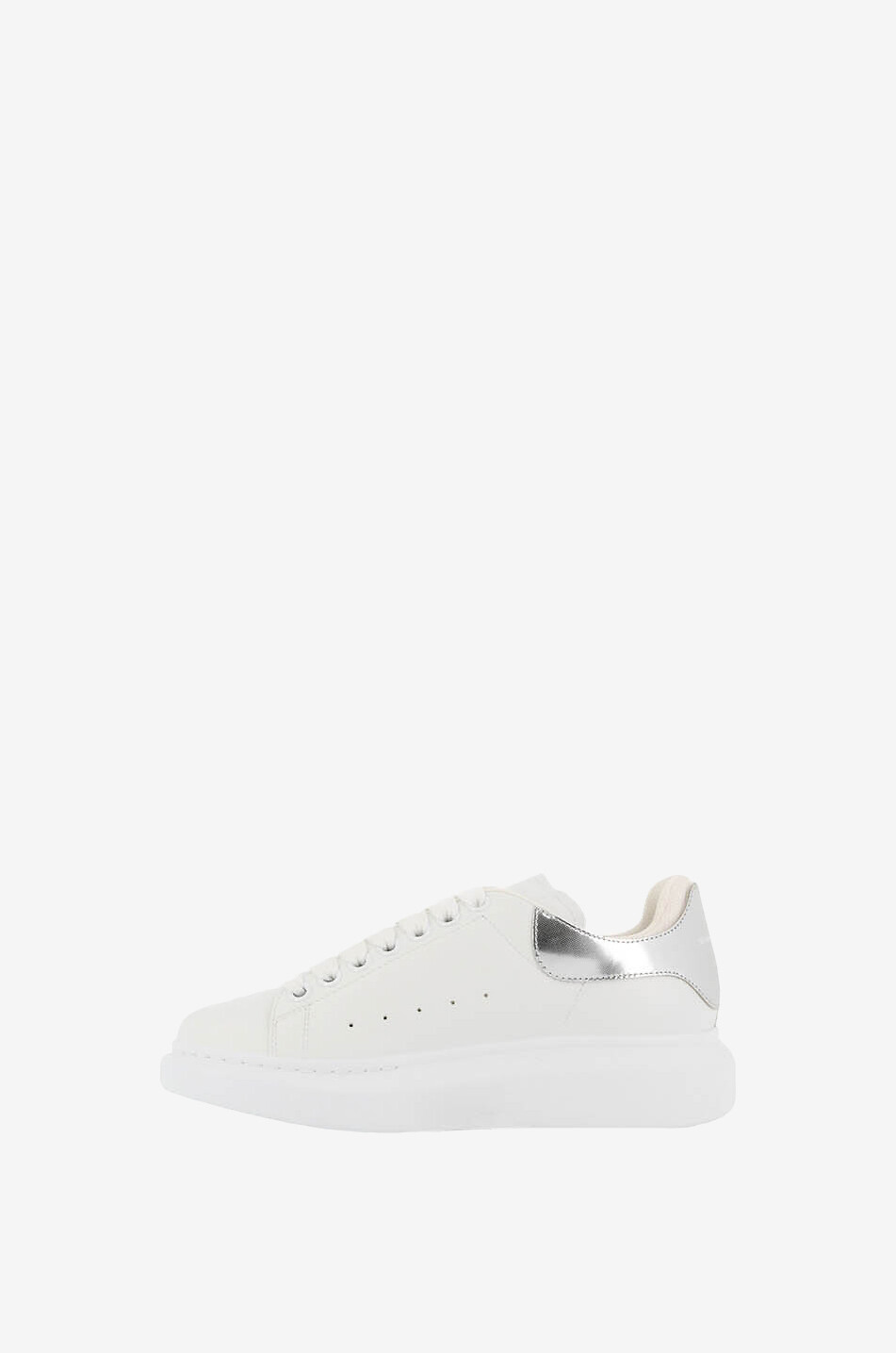 ALEXANDER McQUEEN Baskets basses en cuir lisse à contrefort argenté texturé Oversize Femme BLANC 3