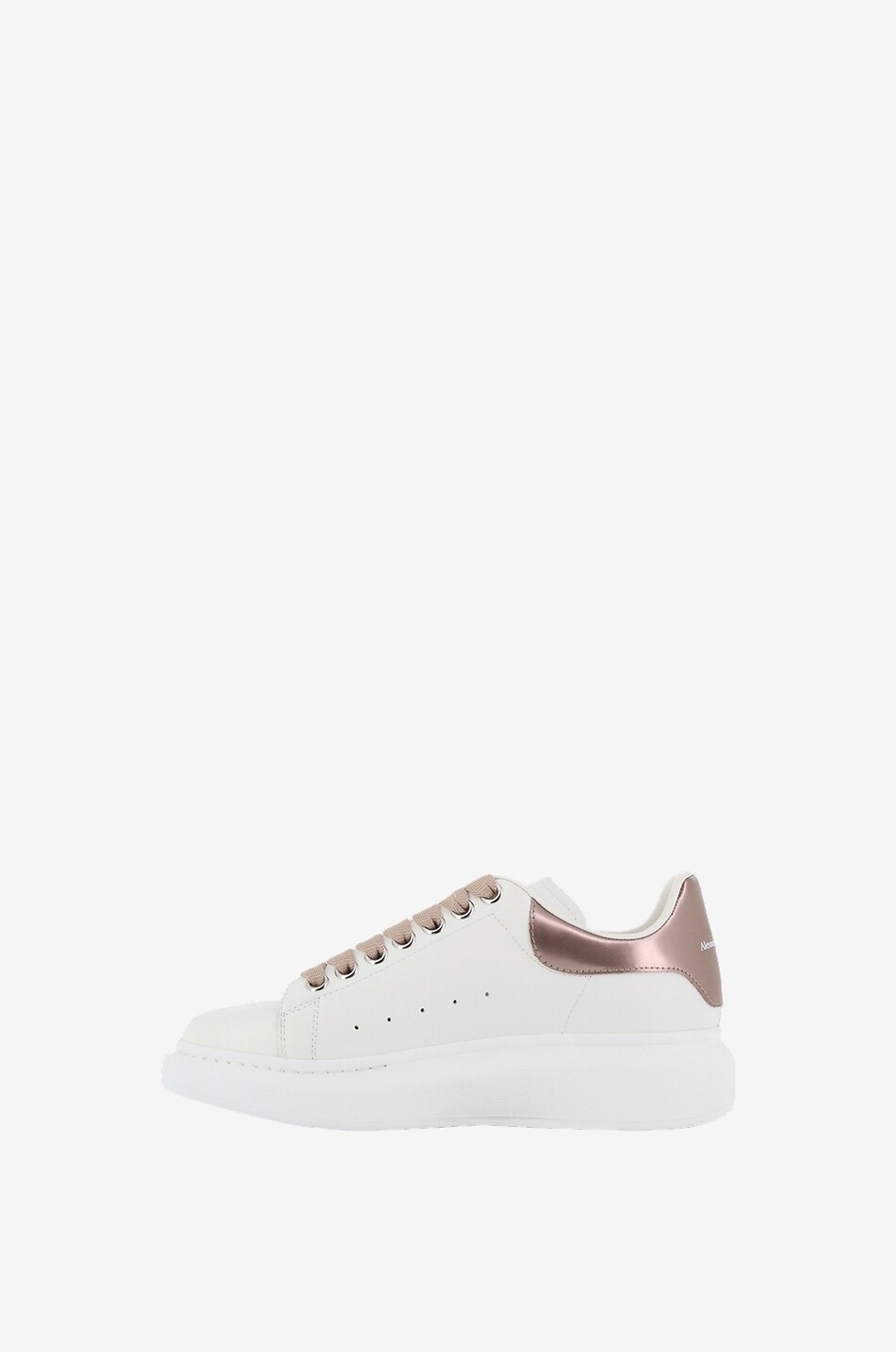 Oversize low top smooth leather sneakers with textured metallic counter