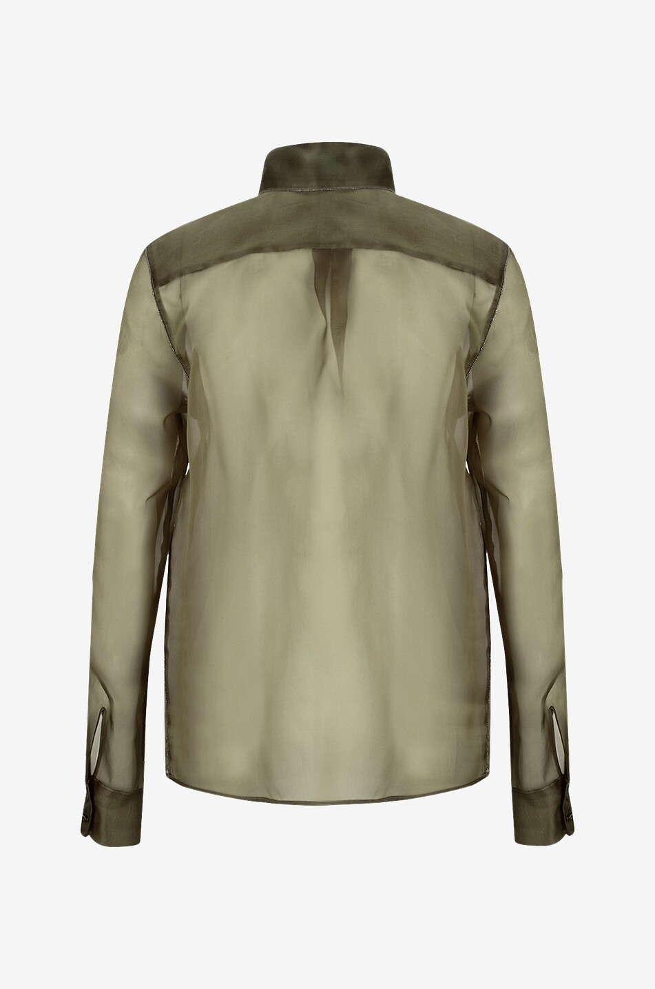 FABIANA FILIPPI Chemise droite en organza de soie à broderies perles Femme KAKI FONCÉ 2