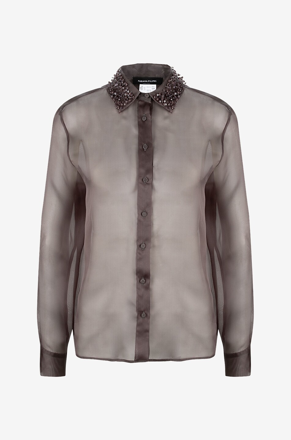 FABIANA FILIPPI Chemise en organza de soie à col brodé Galaxie Femme GRIS 1