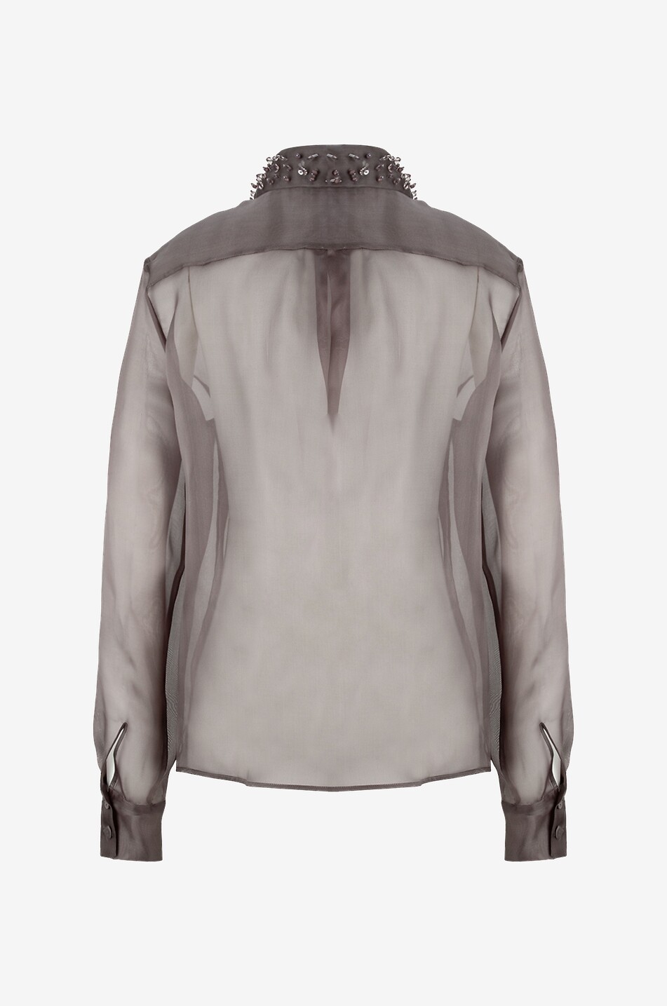 FABIANA FILIPPI Chemise en organza de soie à col brodé Galaxie Femme GRIS 2