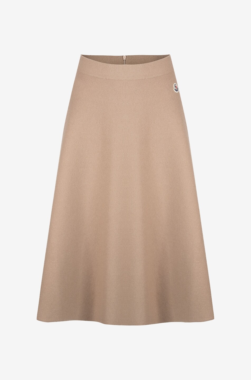 MONCLER Ausgestellter Midi-Strickrock aus Baumwolle und Wolle Damen BEIGE 1