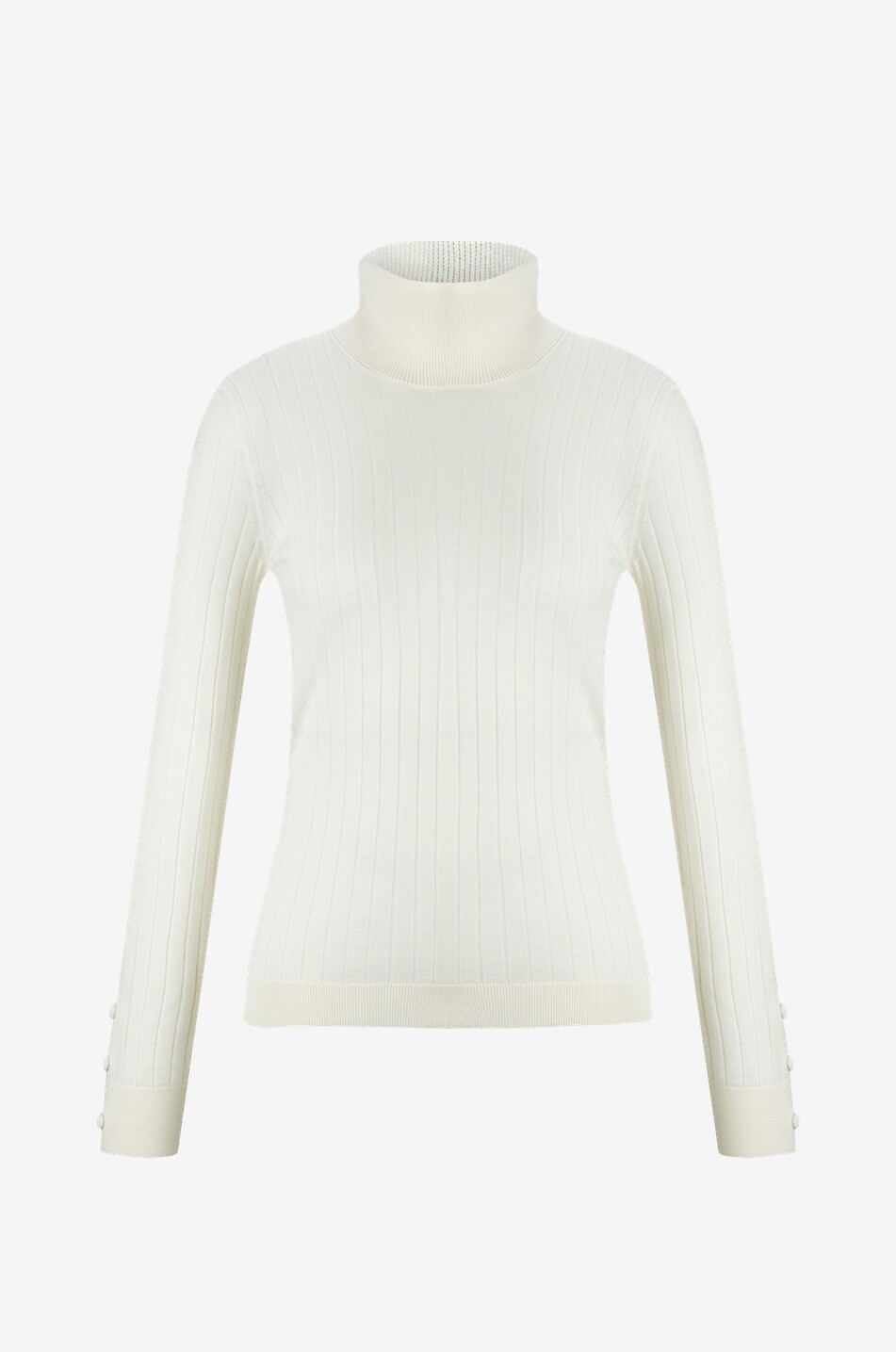 MONCLER Pull chaussette en laine et cachemire à col roulé et poignets boutonnées Femme BLANC CASSE 1