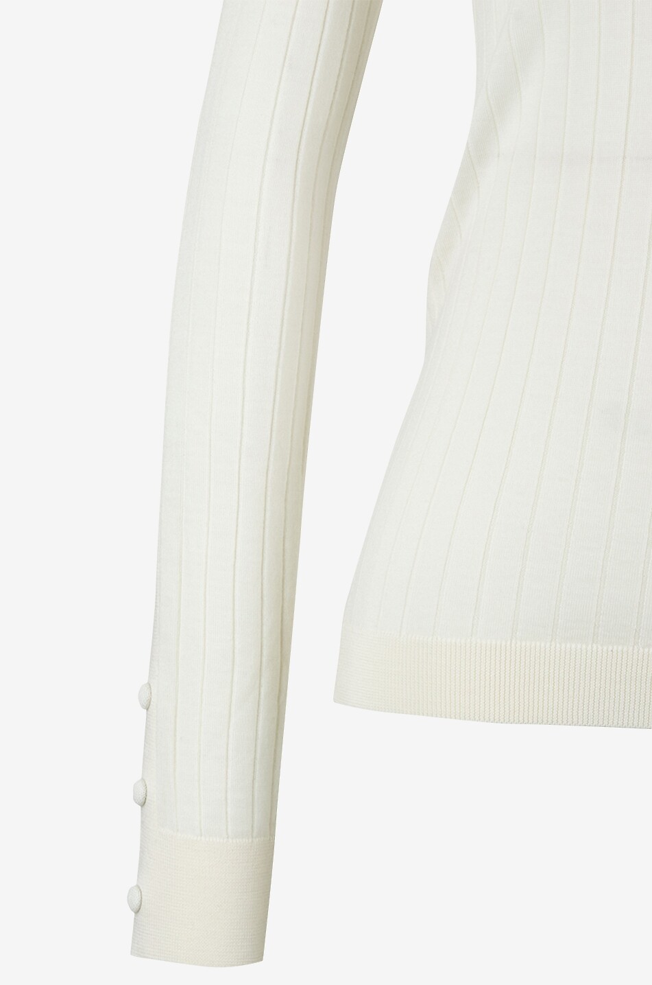 MONCLER Pull chaussette en laine et cachemire à col roulé et poignets boutonnées Femme BLANC CASSE 3