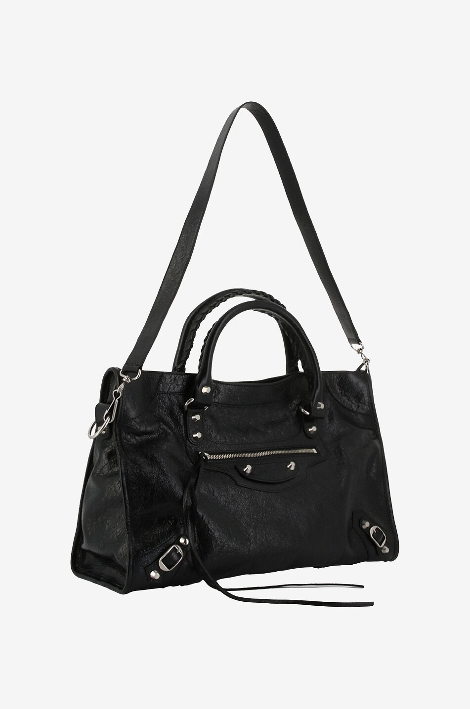 BALENCIAGA Handtasche aus Arenaleder Le City Moyen Damen SCHWARZ 5