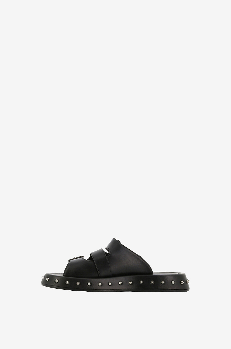 Flache Glattledersandalen mit Schnallen Punk